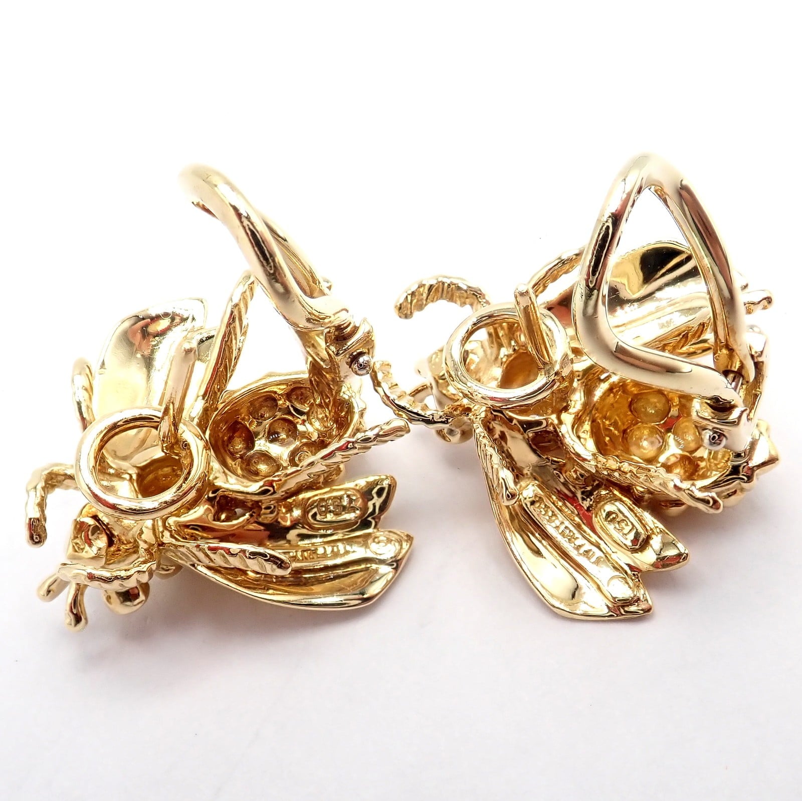 Tiffany & Co. Jewelry & Watches:Fine Jewelry:Earrings Rare! Vintage Tiffany & Co 18k Yellow Gold Ruby Bee Insect Earrings
