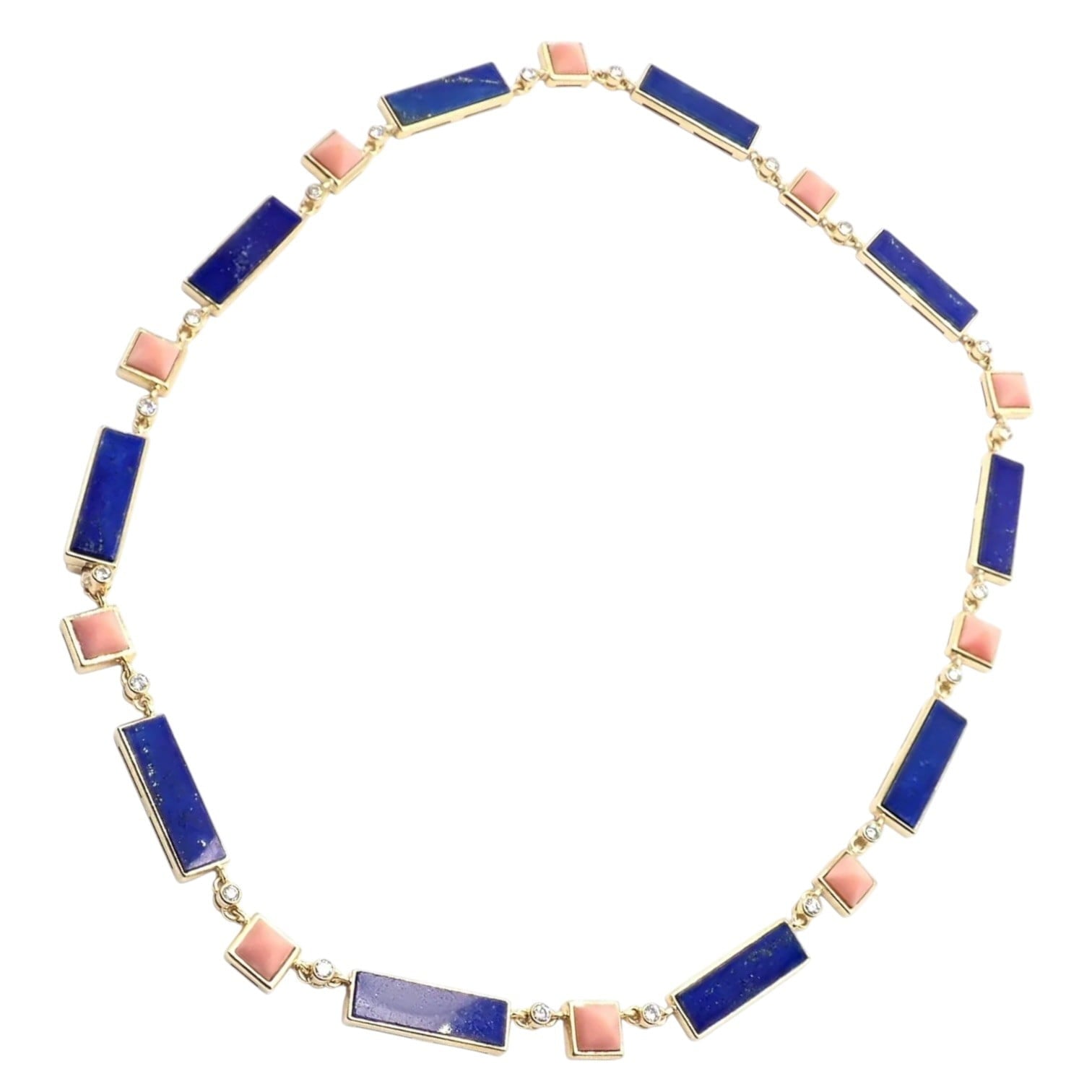 Bvlgari Jewelry & Watches:Fine Jewelry:Necklaces & Pendants Rare! Vintage Bvlgari Bulgari 18k Yellow Gold Diamond Coral Lapis Chain Necklace