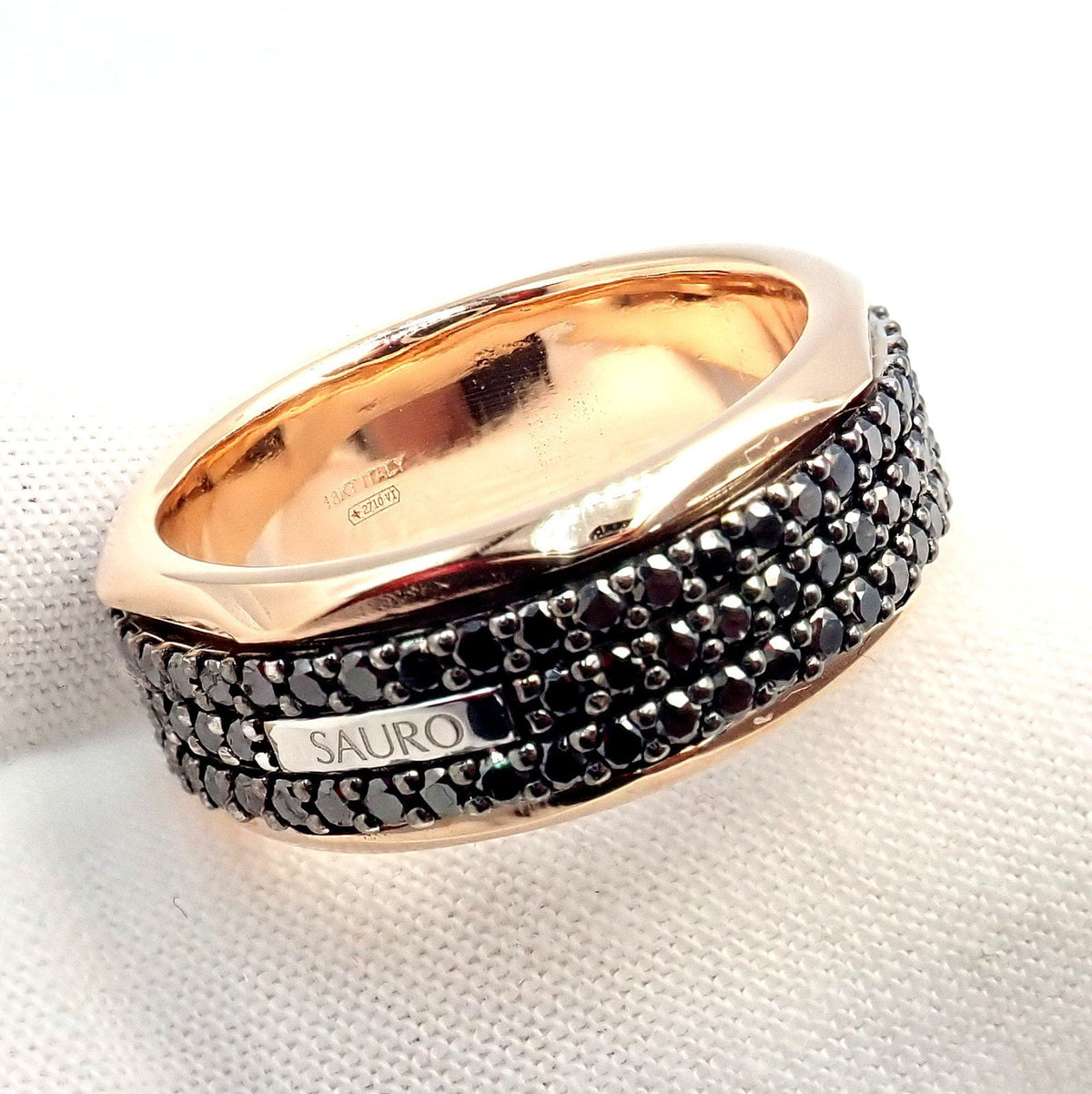 Sauro Jewelry & Watches:Fine Jewelry:Rings Sauro Rotante Octagonal 18k Rose Gold Black Diamond Rotating Band Ring Sz 10