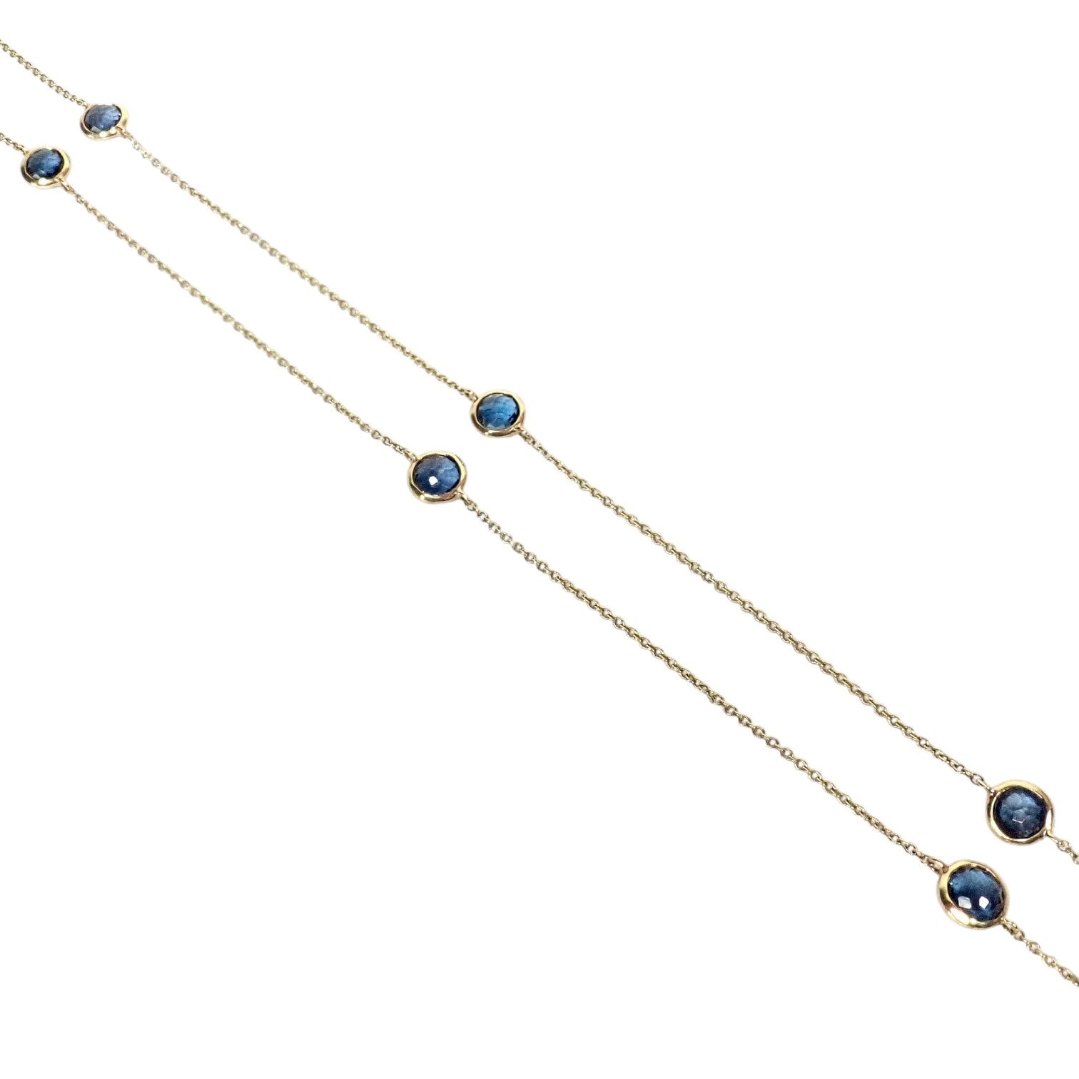 Ippolita 18k Yellow Gold 14 Station Blue Sapphire 48" Long Lollipop Necklace | Fortrove