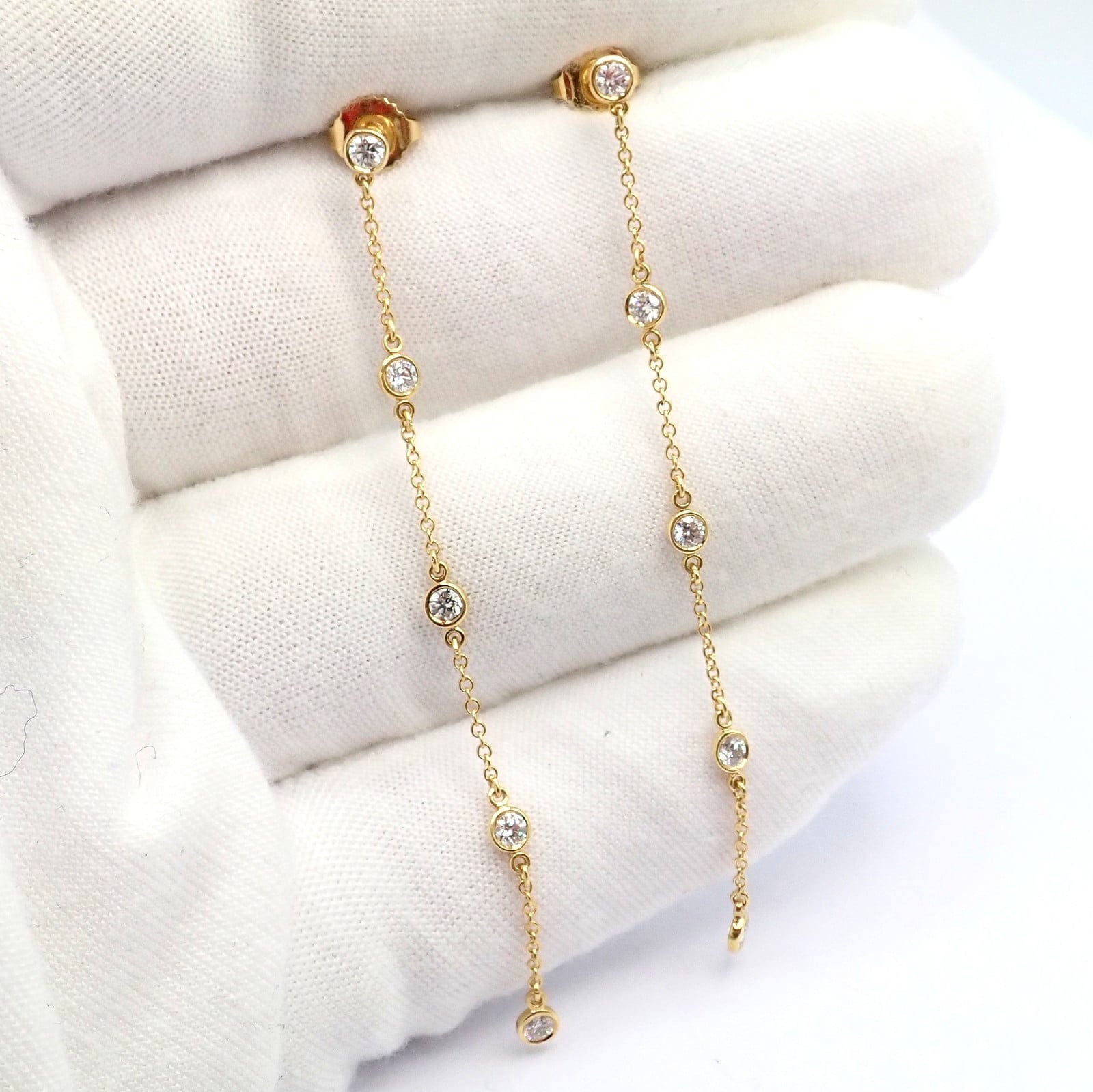 Tiffany & Co. Jewelry & Watches:Fine Jewelry:Earrings Rare! Tiffany & Co 18k Yellow Gold Peretti 10 Diamond By The Yard Drop Earrings