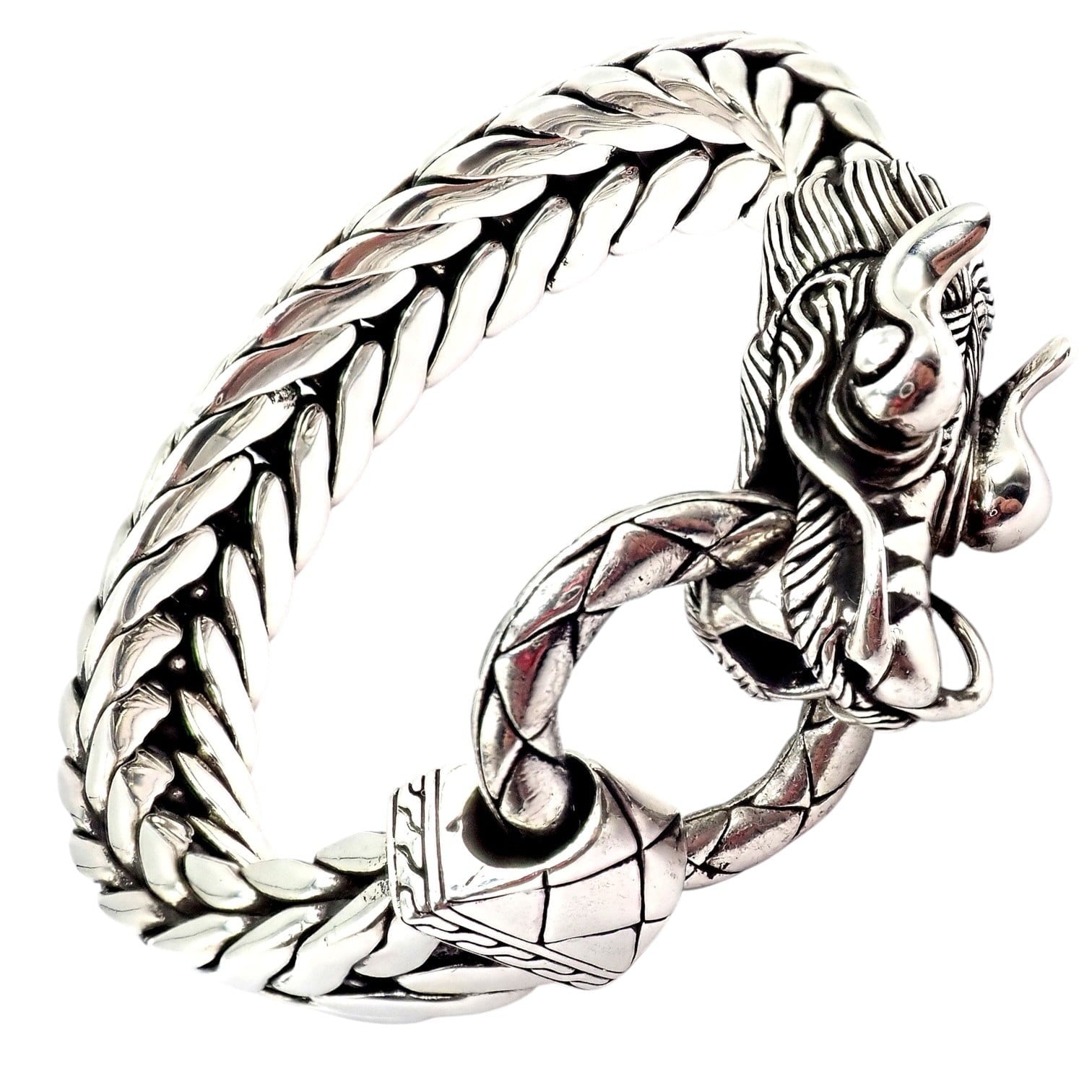 John Hardy Jewelry & Watches:Fine Jewelry:Bracelets & Charms Authentic! John Hardy JH Silver Wide Naga Dragon Large Mens XL Bracelet