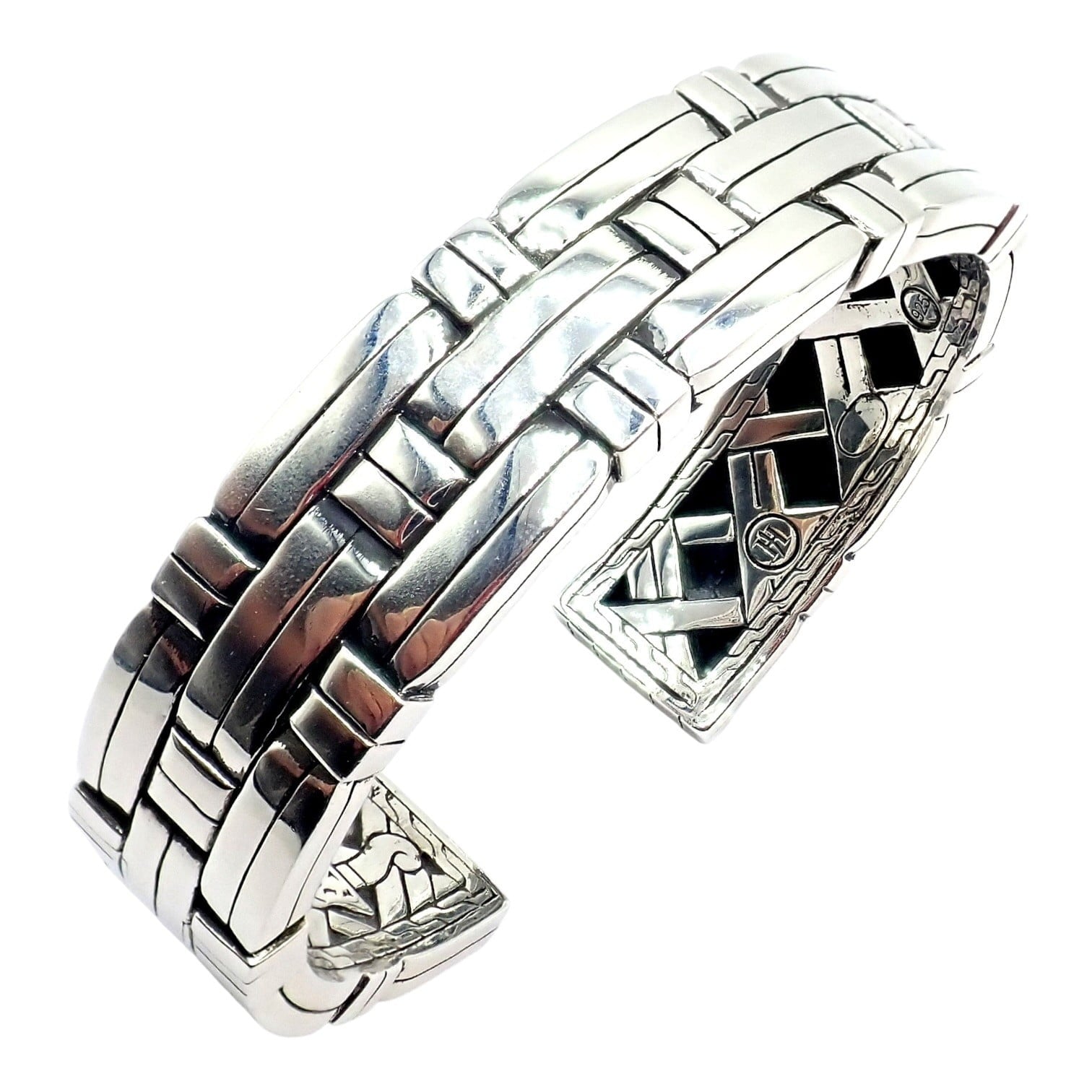 John Hardy Jewelry & Watches:Fine Jewelry:Bracelets & Charms Authentic! John Hardy JH Silver Wide Classic Bamboo Large Mens XL Cuff Bracelet