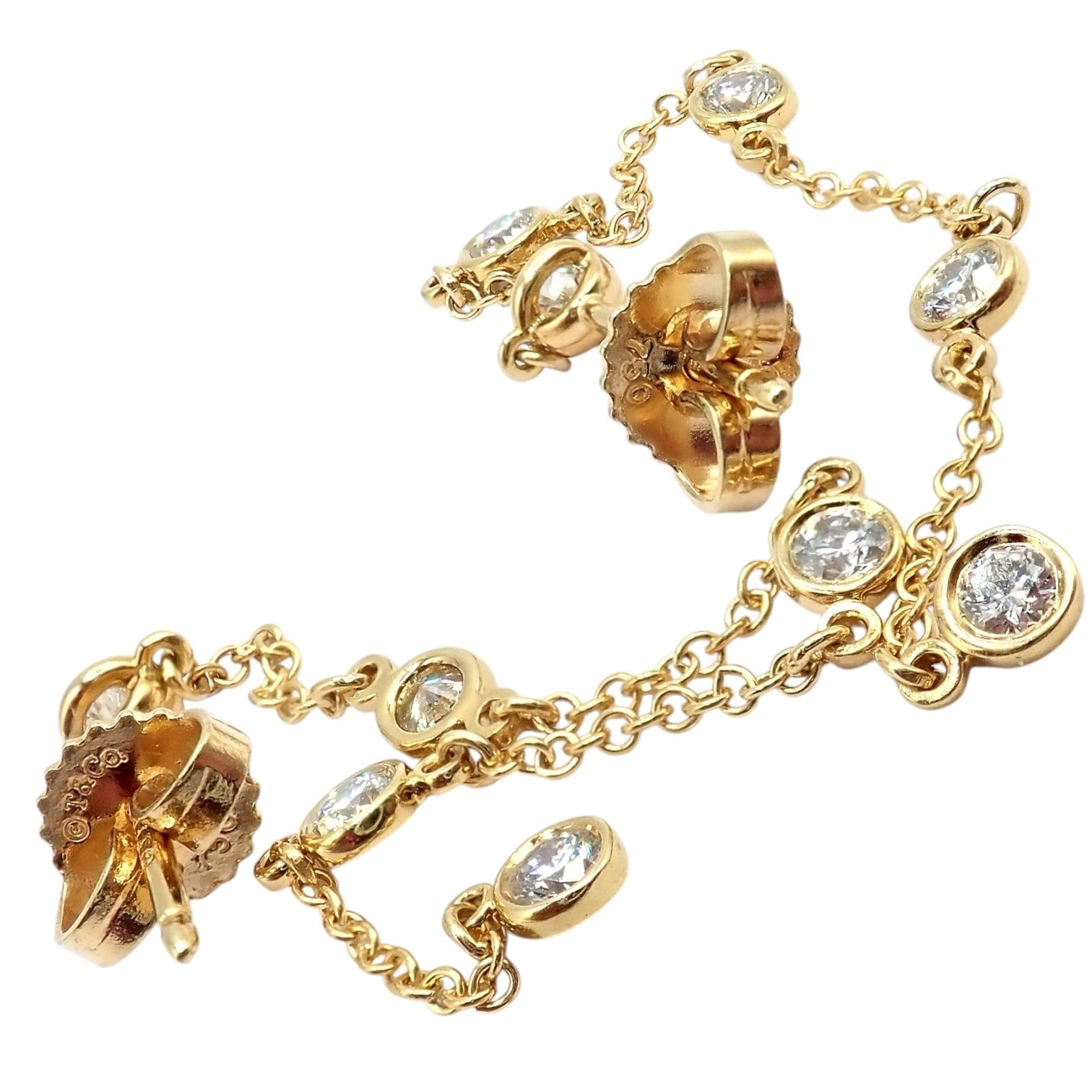 Tiffany & Co. Jewelry & Watches:Fine Jewelry:Earrings Rare! Tiffany & Co 18k Yellow Gold Peretti 10 Diamond By The Yard Drop Earrings