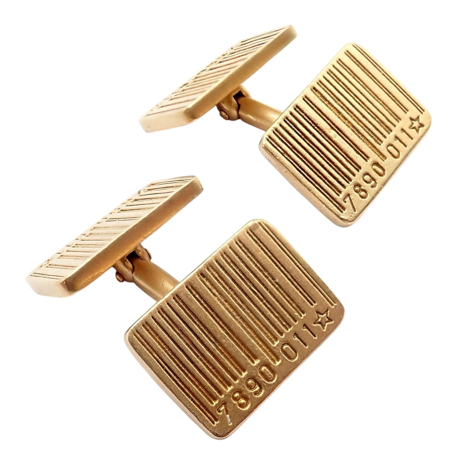 H.Stern Jewelry & Watches:Men's Jewelry:Cufflinks Rare! H. Stern 18k Yellow Gold UPC Bar Code Cufflinks