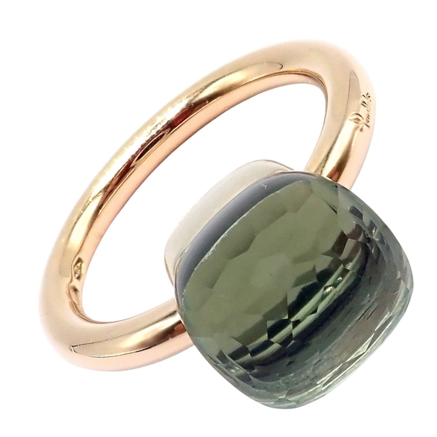 Authentic! Pomellato 18k Yellow Gold Nudo Maxi Classic Prasiolite Ring Sz 8 | Fortrove
