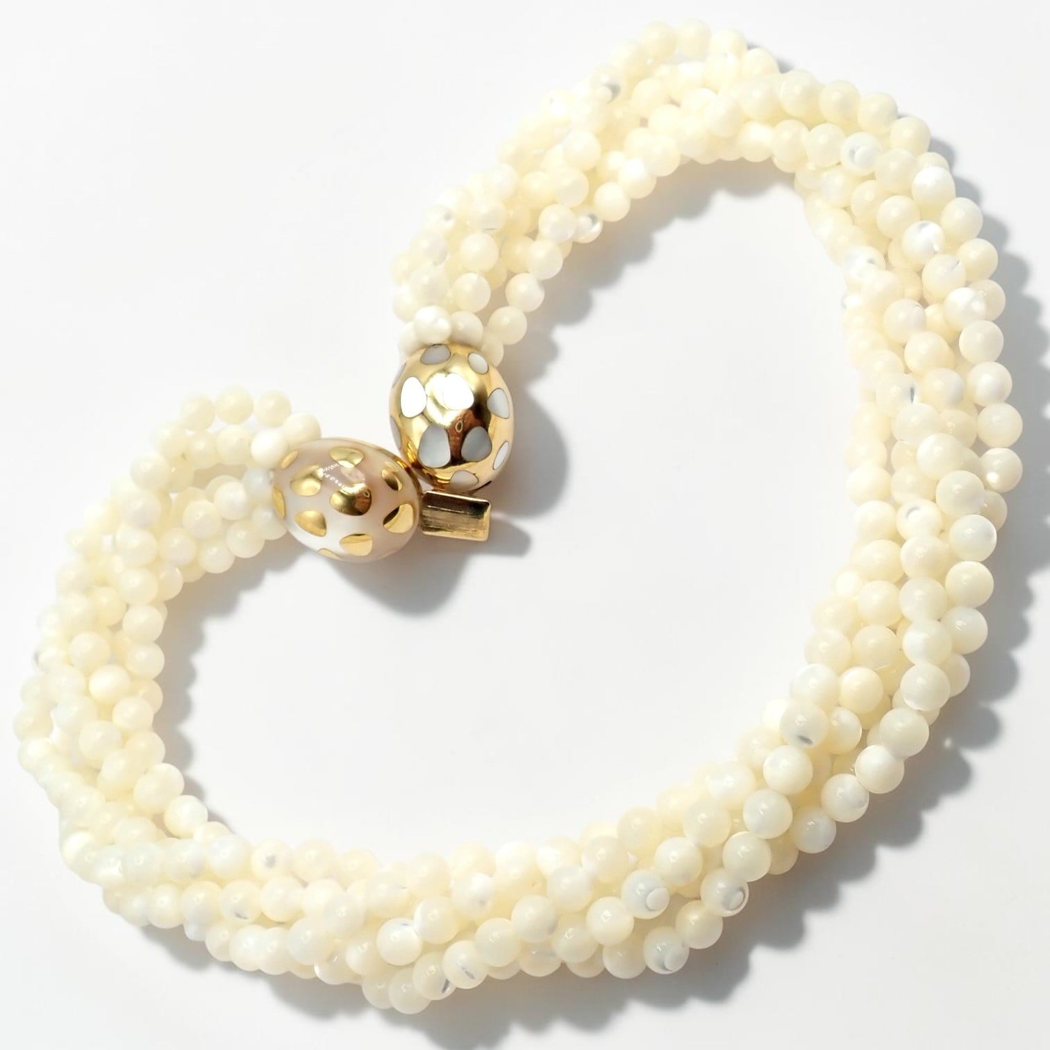 Tiffany & Co. Jewelry & Watches:Fine Jewelry:Necklaces & Pendants Tiffany & Co Cummings 18k Gold Mother Of Pearl Bead Positive Torsade Necklace