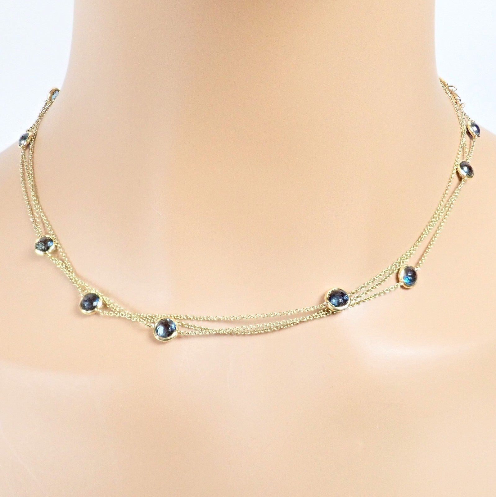 Ippolita 18k Yellow Gold 14 Station Blue Sapphire 48" Long Lollipop Necklace | Fortrove