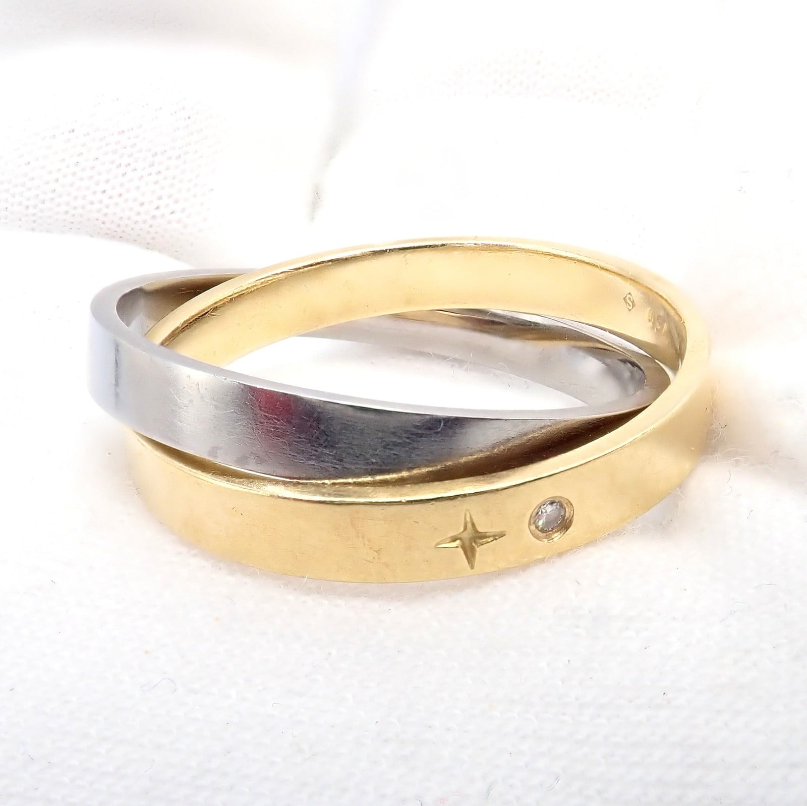 H.Stern Jewelry & Watches:Fine Jewelry:Rings Authentic! H. Stern 18k Yellow + White Gold Diamond Twin Rolling Band Ring sz 9