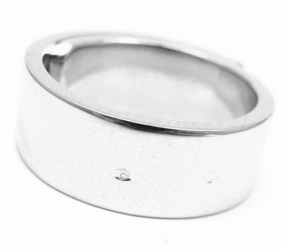 Rare! Authentic Hermes 18k White Gold "H" Lock Band Diamond Ring | Fortrove