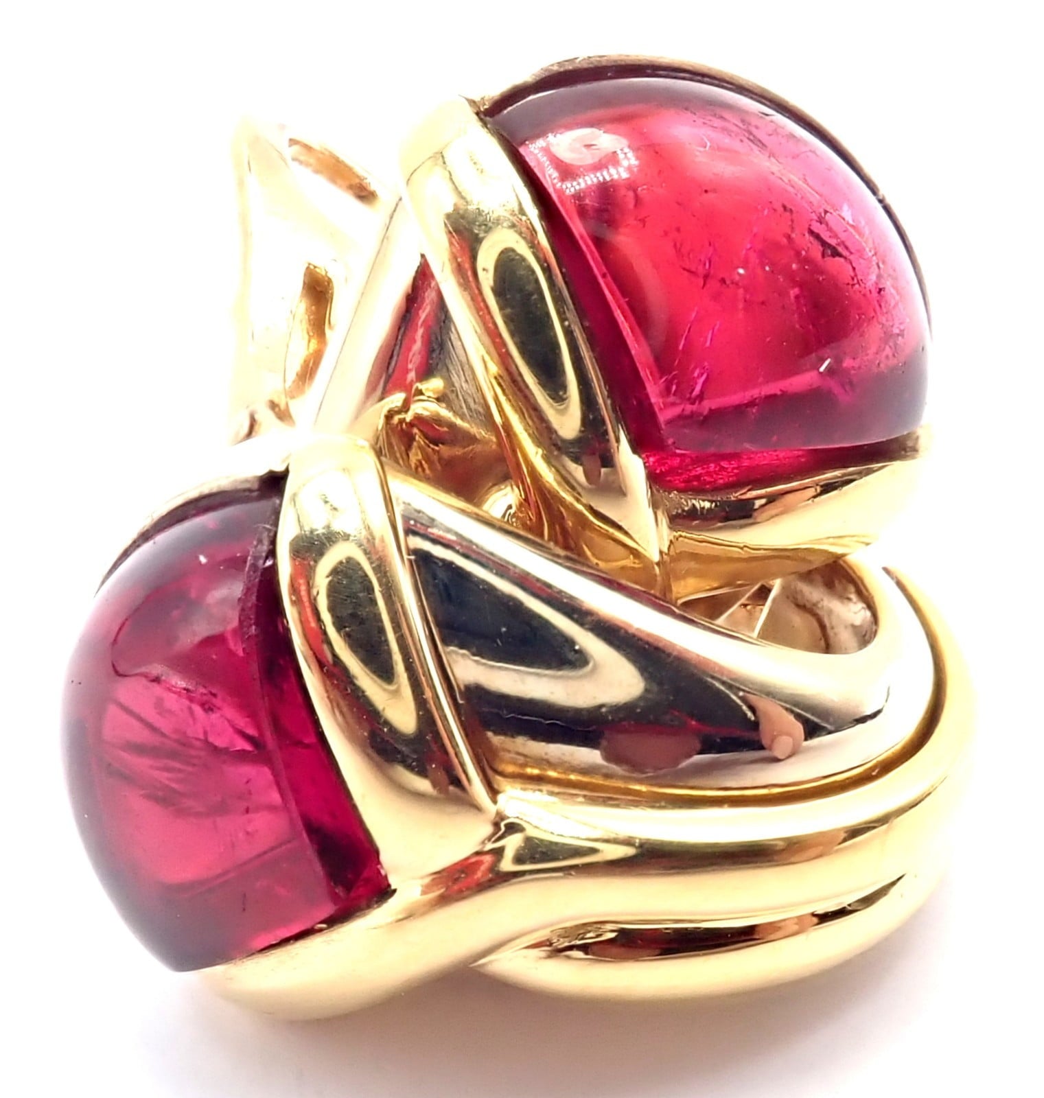 Bvlgari Jewelry & Watches:Fine Jewelry:Earrings Vintage! Bulgari Bvlgari 18k Yellow & White Gold Pink Tourmaline Earrings