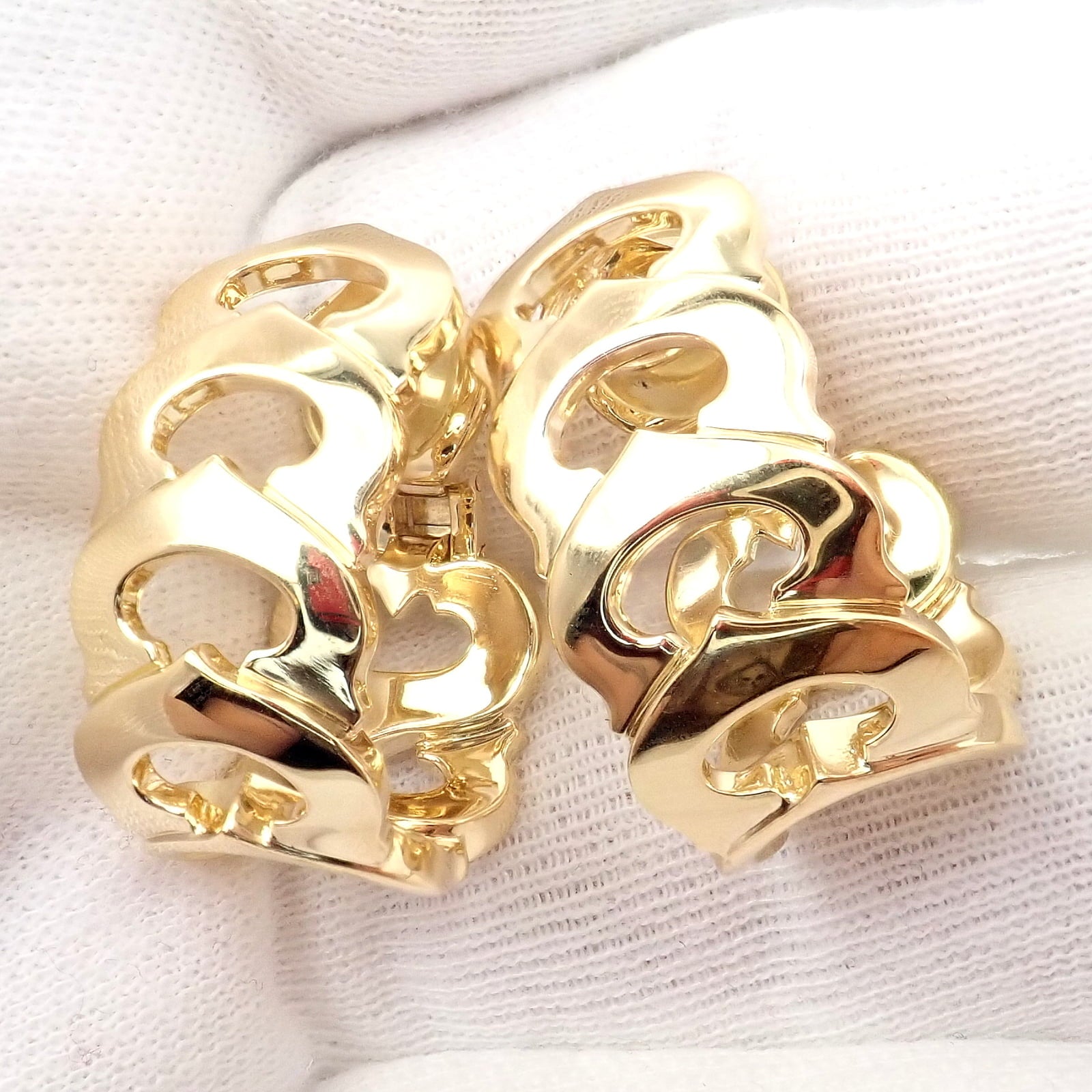 Cartier Jewelry & Watches:Fine Jewelry:Earrings Authentic! Cartier 18k Yellow Gold Signature C De Cartier Large Hoop Earrings