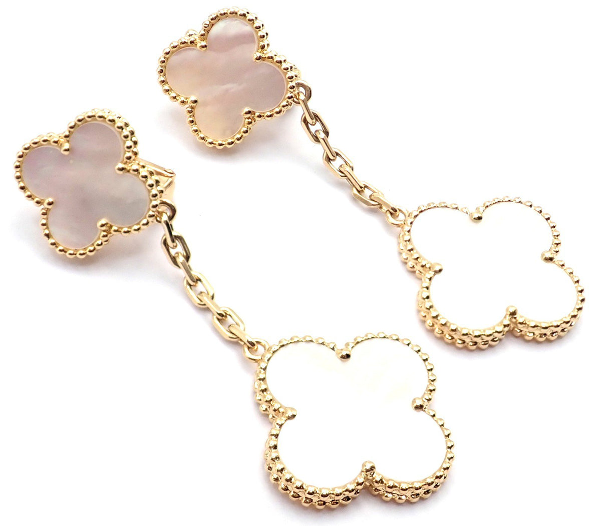 Van Cleef & Arpels Jewelry & Watches:Fine Jewelry:Earrings Van Cleef & Arpels 18k Yellow Gold Magic Alhambra Mother Of Pearl Earrings Paper