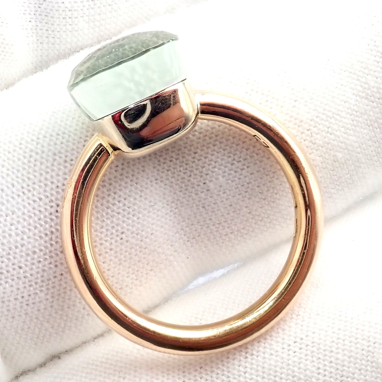 Authentic! Pomellato 18k Yellow Gold Nudo Maxi Classic Prasiolite Ring Sz 8 | Fortrove