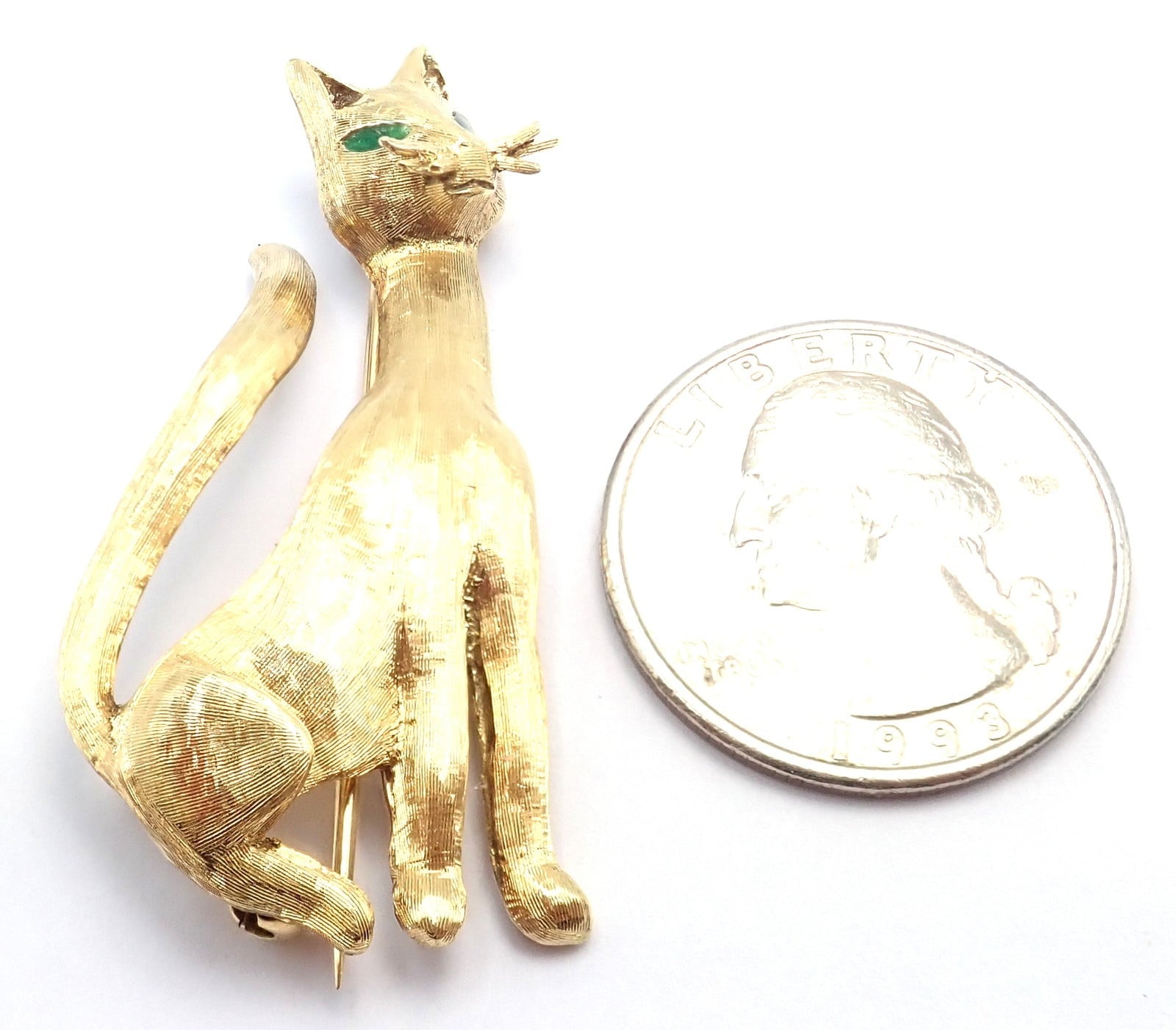 Tiffany & Co. Jewelry & Watches:Fine Jewelry:Brooches & Pins Authentic! Tiffany & Co 18k Yellow Gold Emerald Cat Pin Brooch