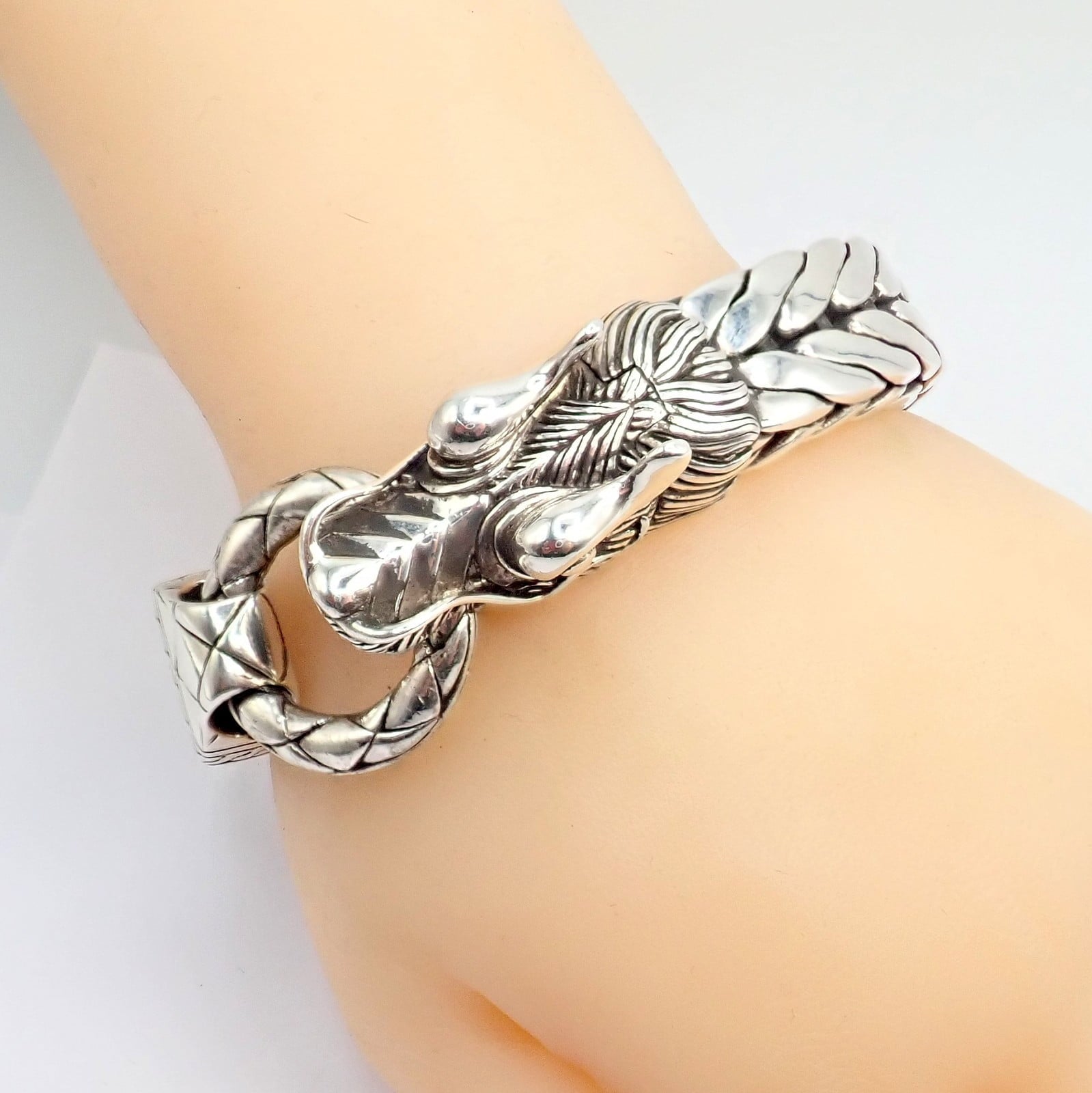 John Hardy Jewelry & Watches:Fine Jewelry:Bracelets & Charms Authentic! John Hardy JH Silver Wide Naga Dragon Large Mens XL Bracelet