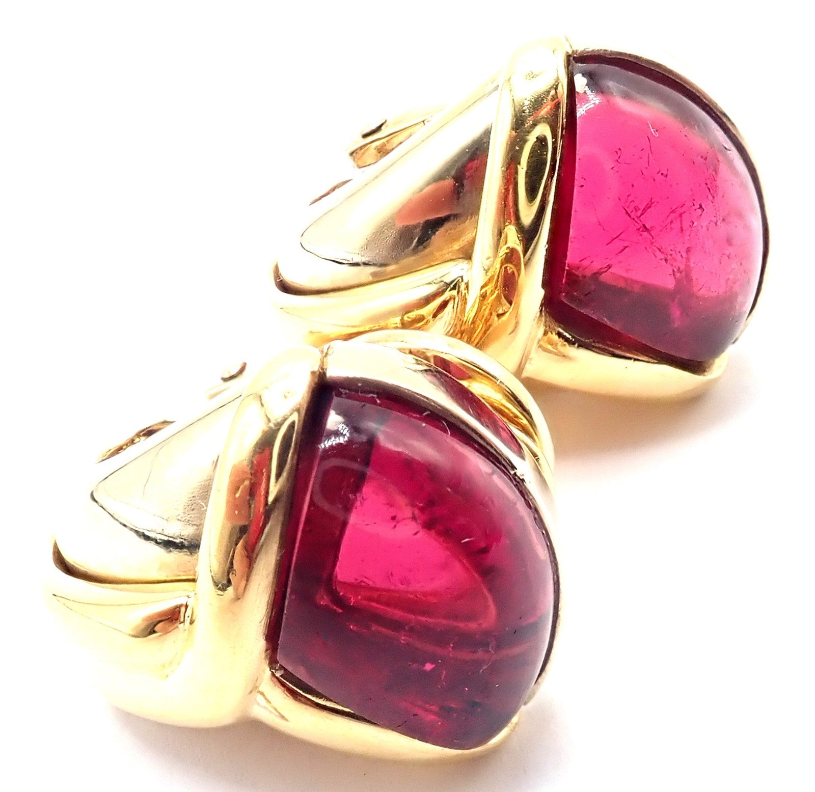Bvlgari Jewelry & Watches:Fine Jewelry:Earrings Vintage! Bulgari Bvlgari 18k Yellow & White Gold Pink Tourmaline Earrings
