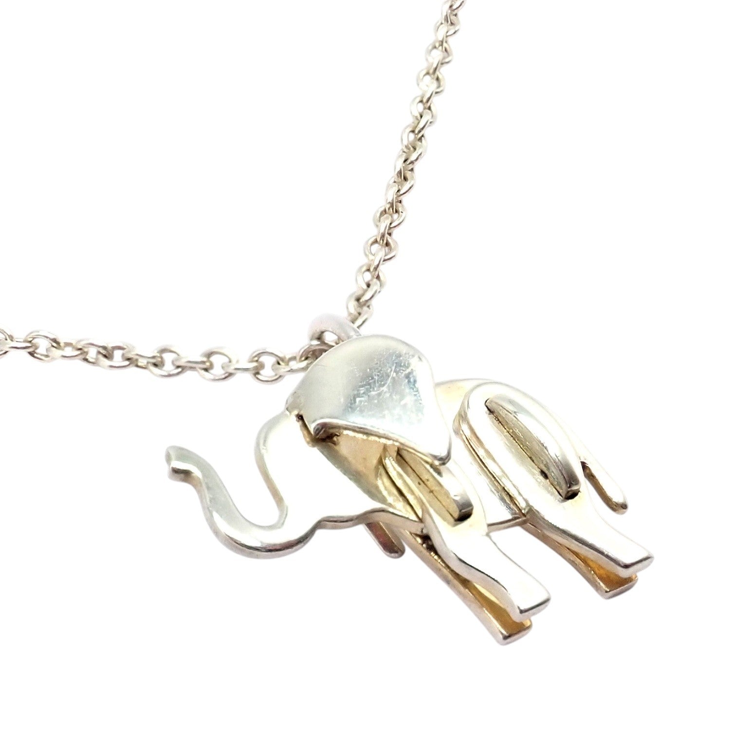 Rare! Tiffany & Co Silver Save The Wild Elephant Puzzle Pendant Necklace | Fortrove