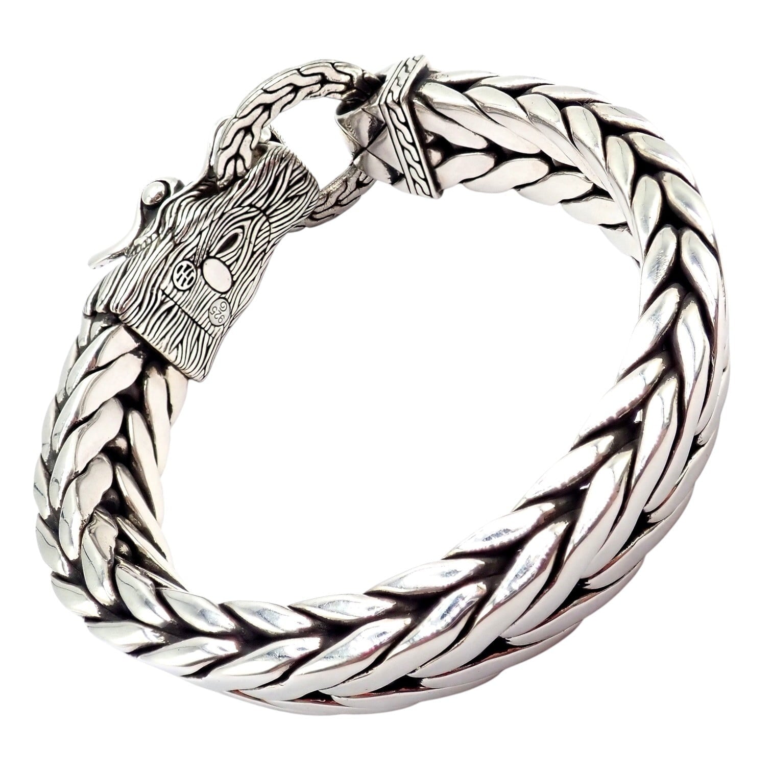 John Hardy Jewelry & Watches:Fine Jewelry:Bracelets & Charms Authentic! John Hardy JH Silver Wide Naga Dragon Large Mens XL Bracelet