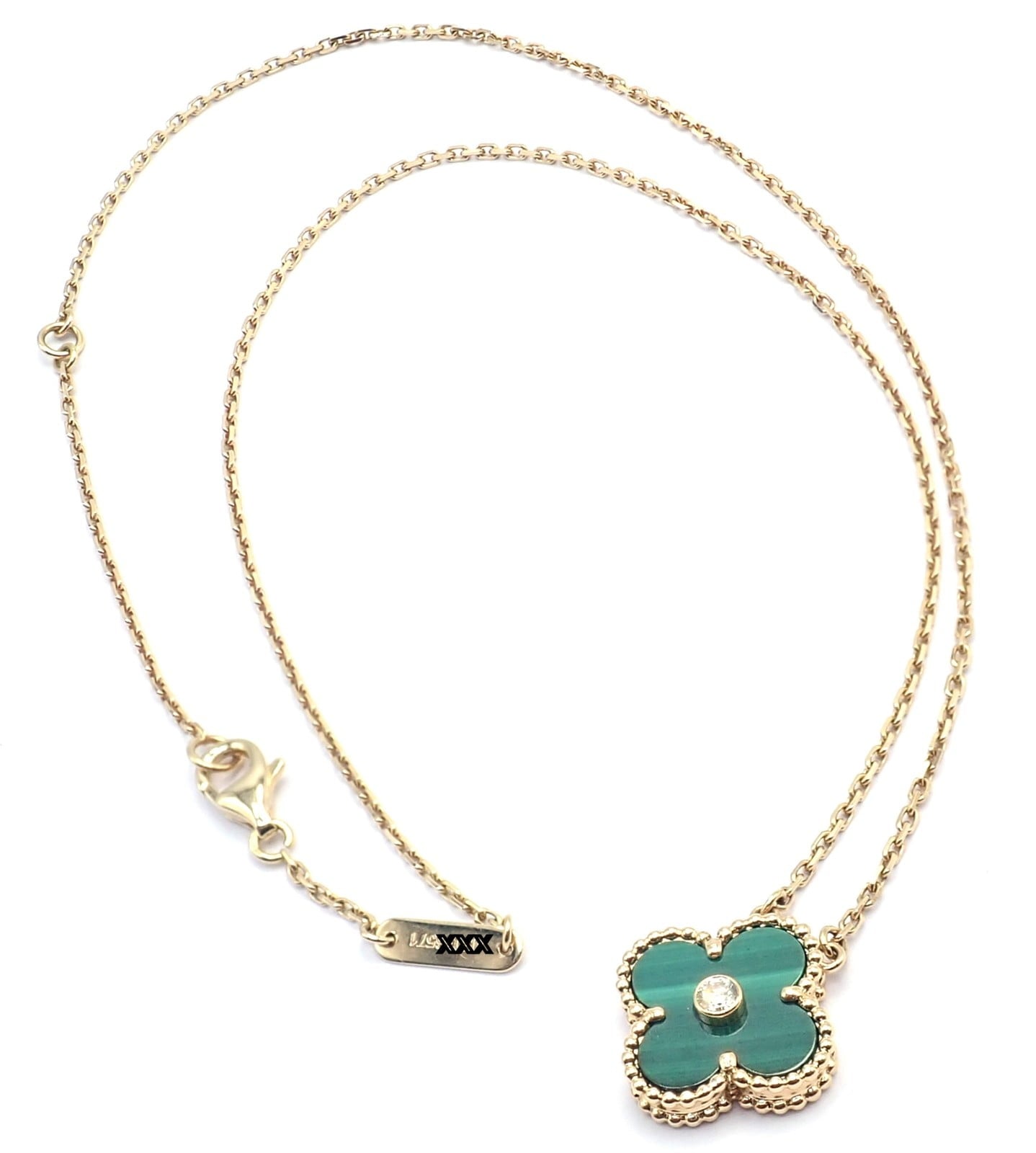 Van Cleef & Arpels Diamond 18k Vintage Alhambra Malachite Holiday 2013 Necklace | Fortrove