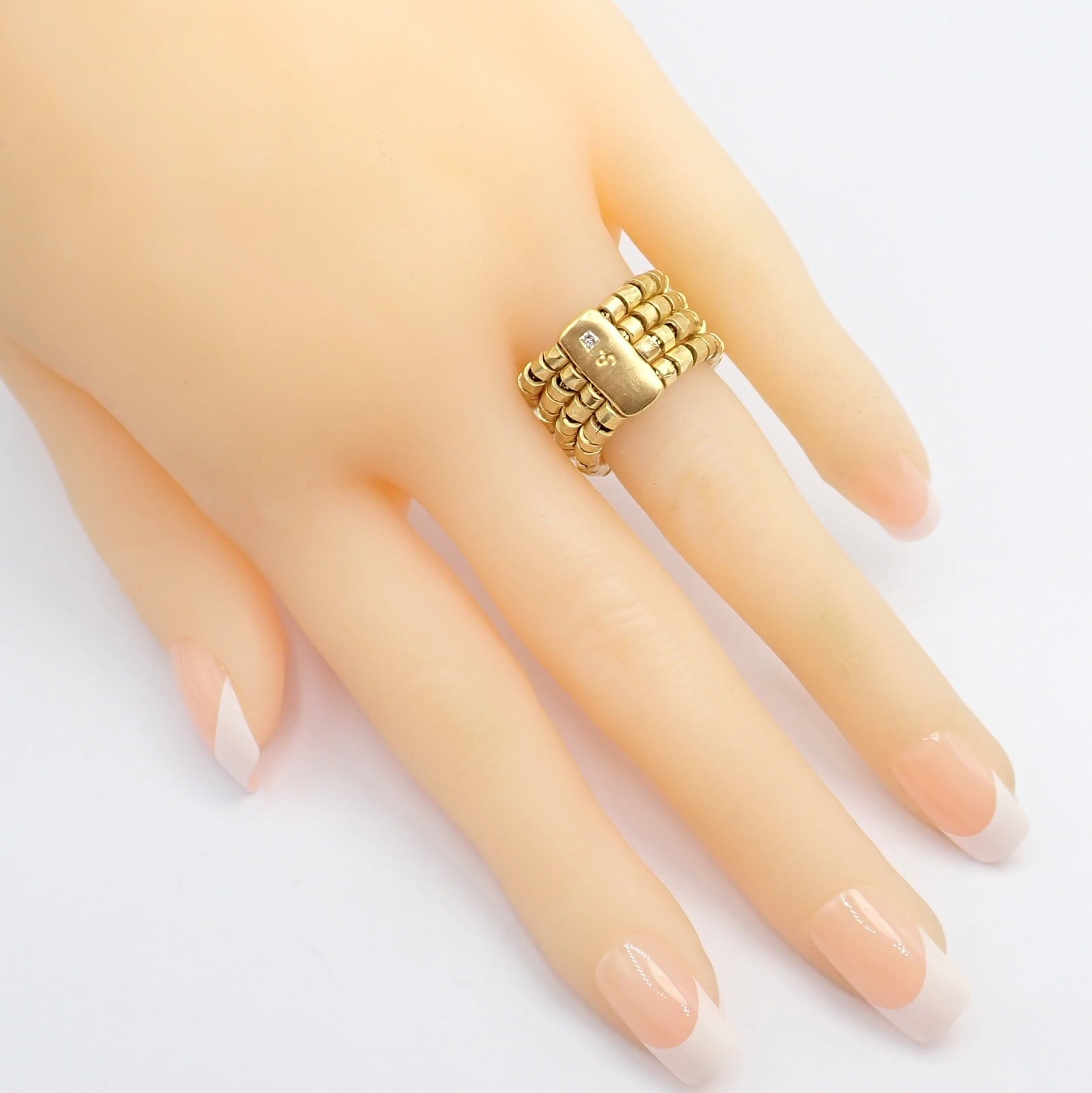 H.Stern Jewelry & Watches:Fine Jewelry:Rings Authentic! H. Stern 18k Yellow Gold Diamond 4 Strand Beaded Band Ring sz 7