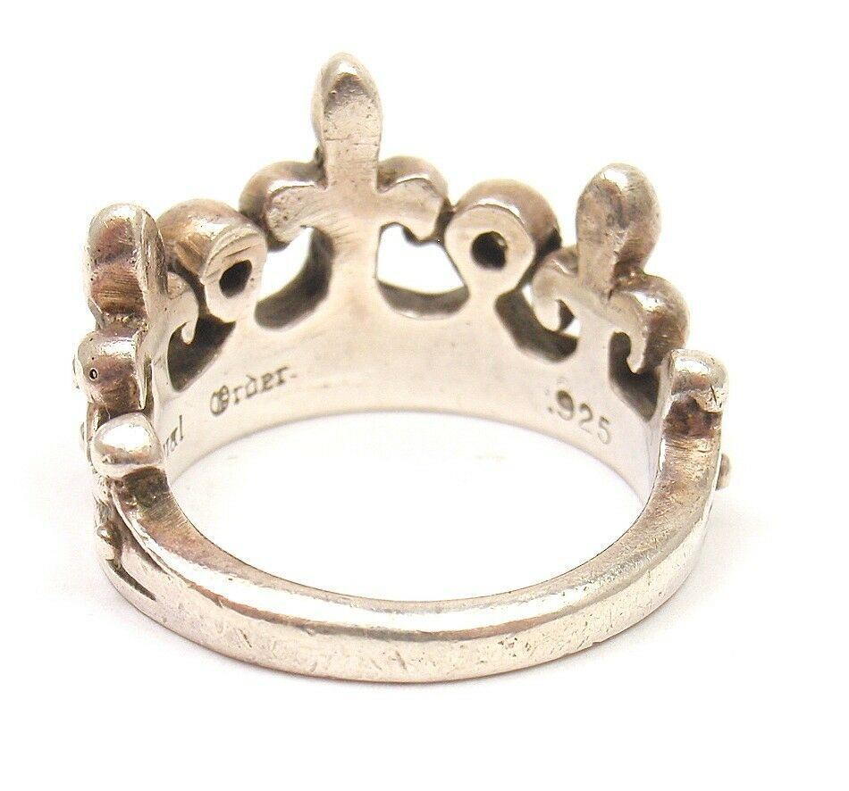 Rare! Authentic ROYAL ORDER Sterling Slver Diamond Crown Band Ring | Fortrove