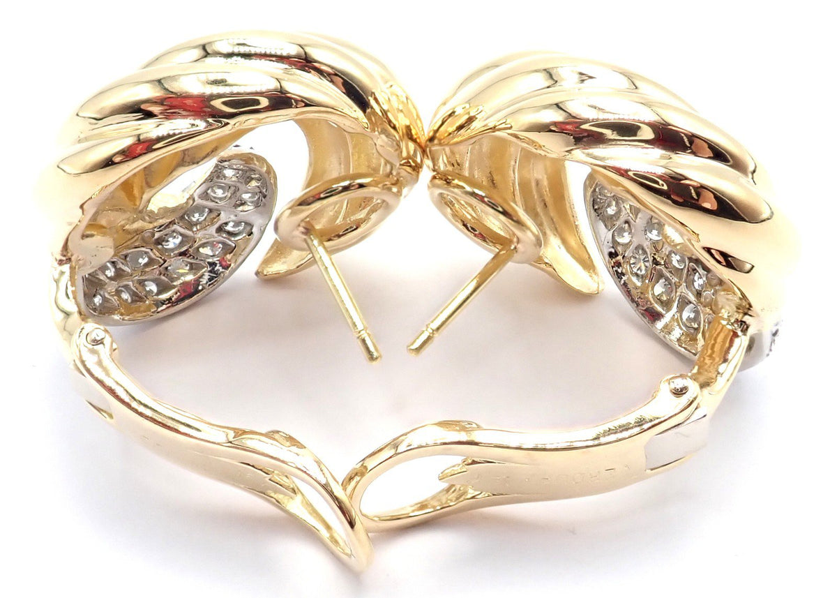 Verdura Jewelry & Watches:Fine Jewelry:Earrings Authentic! Verdura 18k Yellow Gold Diamond Swirl Earrings