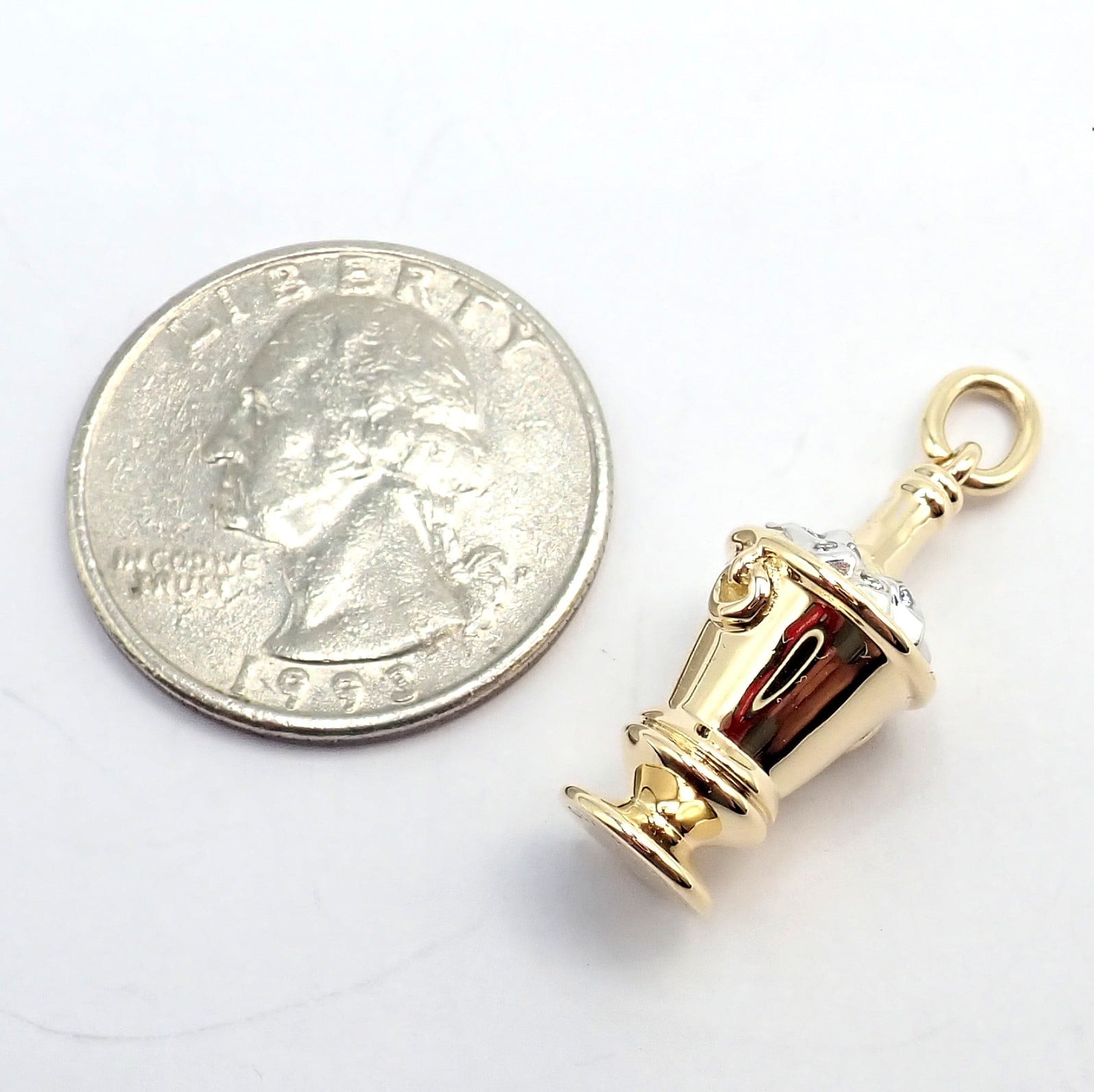Tiffany & Co. 18k Yellow + White Gold Champagne Bucket Diamond Pendant Charm | Fortrove