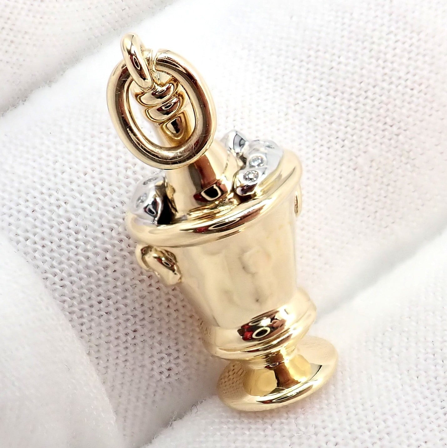 Tiffany & Co. 18k Yellow + White Gold Champagne Bucket Diamond Pendant Charm | Fortrove