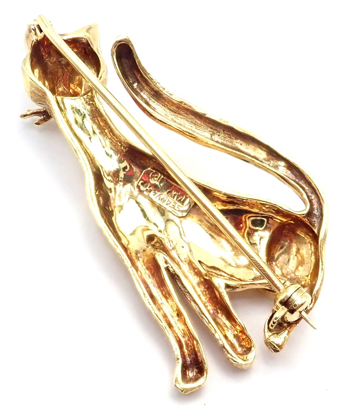 Tiffany & Co. Jewelry & Watches:Fine Jewelry:Brooches & Pins Authentic! Tiffany & Co 18k Yellow Gold Emerald Cat Pin Brooch