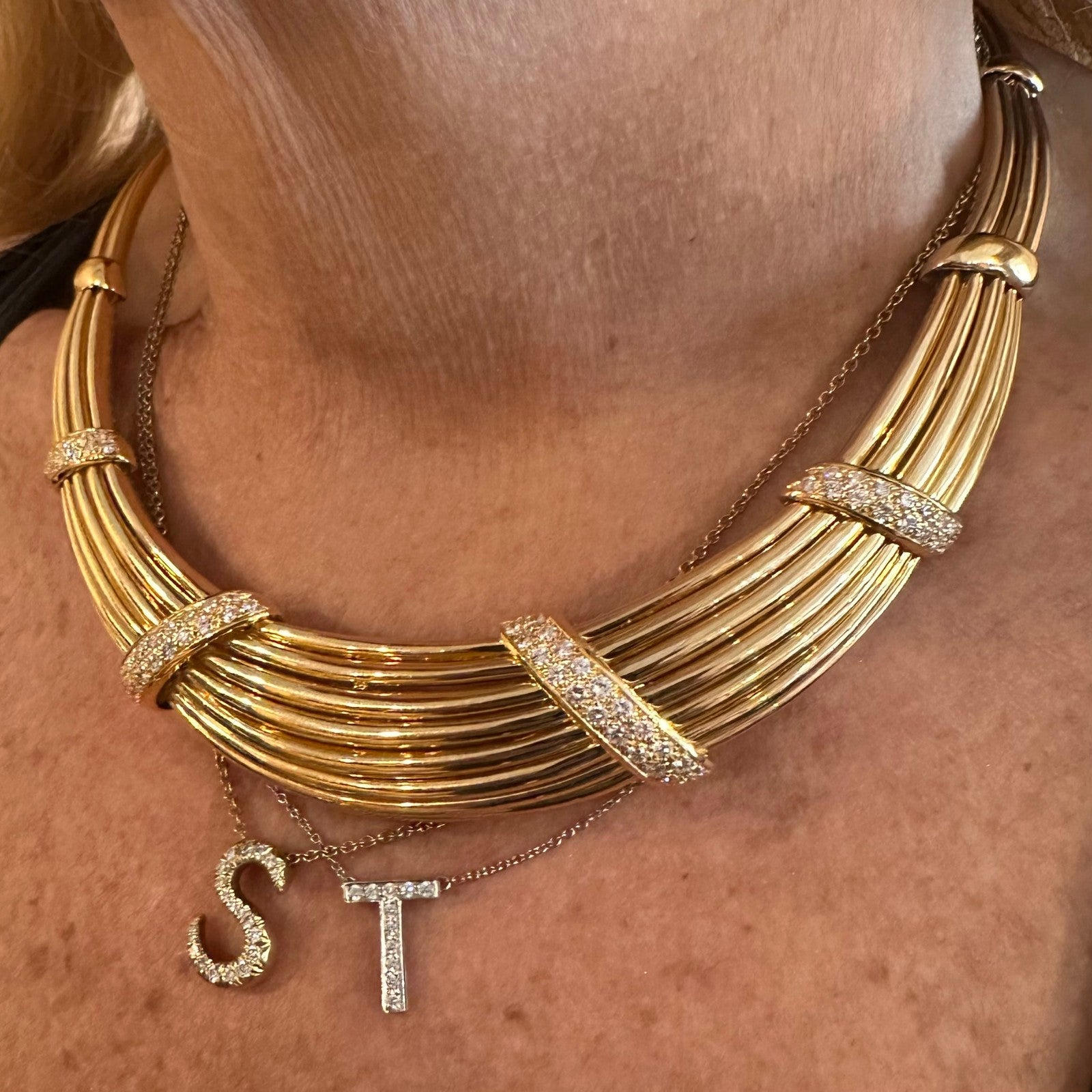 Vintage! Authentic Van Cleef & Arpels 18k Yellow Gold Diamond Choker Necklace | Fortrove