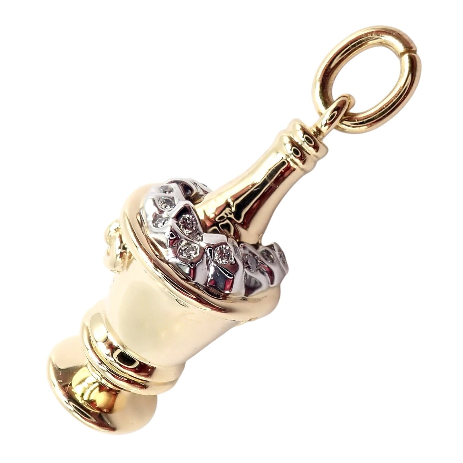 Tiffany & Co. 18k Yellow + White Gold Champagne Bucket Diamond Pendant Charm | Fortrove