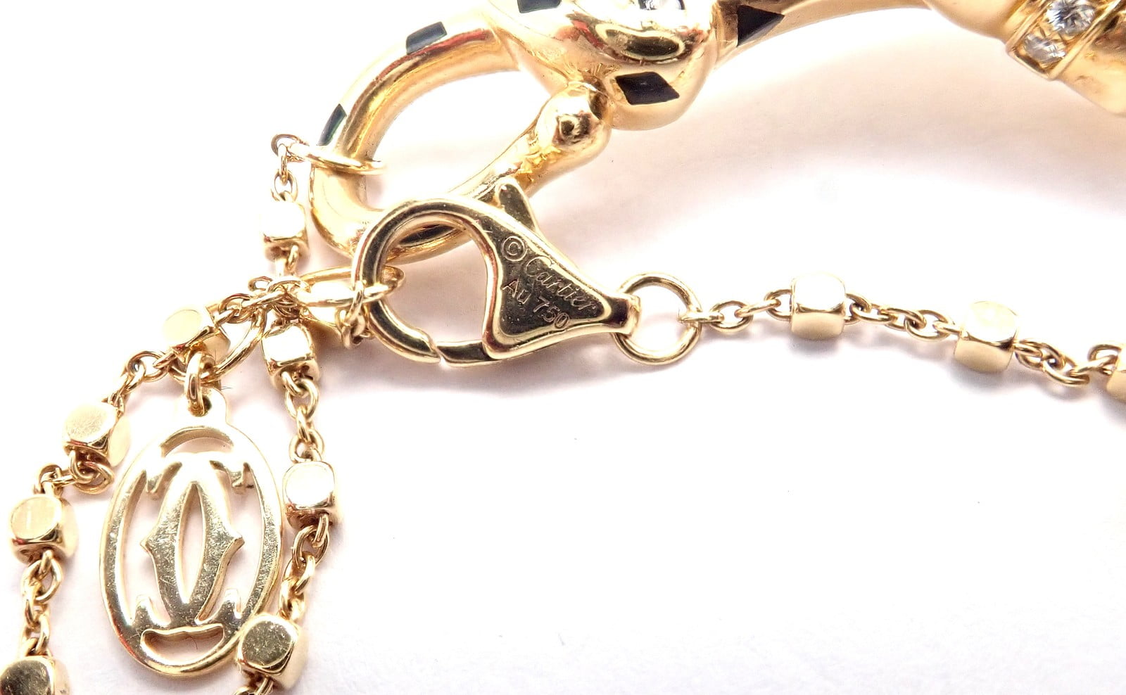 Cartier Jewelry & Watches:Fine Jewelry:Bracelets & Charms Authentic! Cartier Panther 18k Yellow Gold Diamond Tsavorite Bracelet Cert.