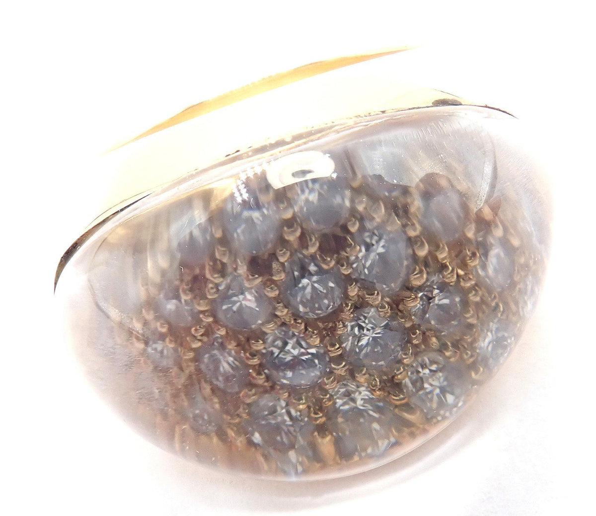 Cartier Jewelry & Watches:Fine Jewelry:Rings Authentic Cartier Myst de Cartier 18k Yellow Gold Diamond Rock Crystal Dome Ring