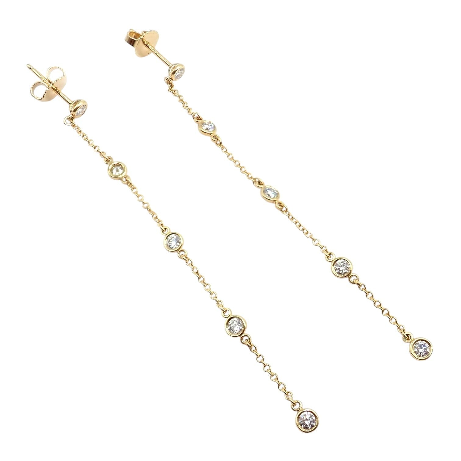Tiffany & Co. Jewelry & Watches:Fine Jewelry:Earrings Rare! Tiffany & Co 18k Yellow Gold Peretti 10 Diamond By The Yard Drop Earrings