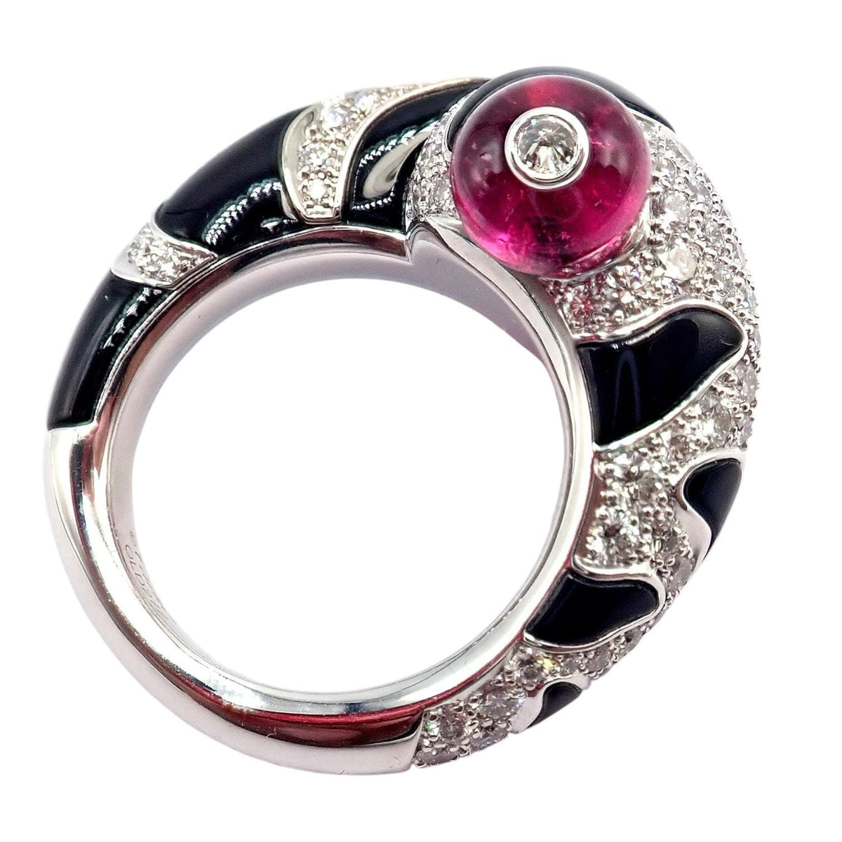 Cartier Jewelry & Watches:Fine Jewelry:Rings Rare! Cartier Beautes Du Monde 18k White Gold Diamond Rubellite Onyx Ring + Cert