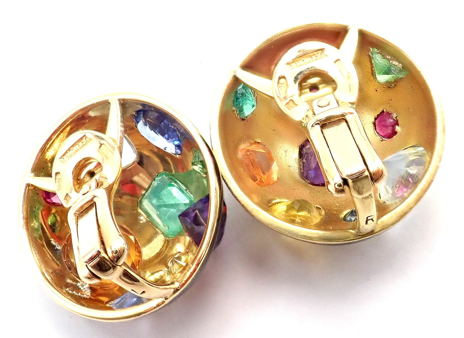 Verdura Jewelry & Watches:Fine Jewelry:Earrings Authentic! Verdura Fulco 18k Yellow Gold  Color Stone Black Enamel Earrings