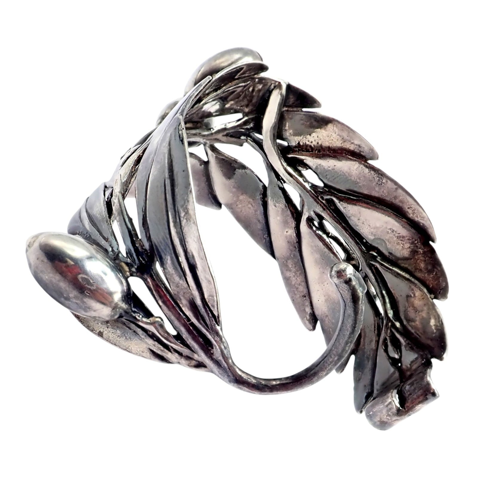 Rare! Vintage Mario Buccellati Silver Olive Leaf Branch Cuff Bracelet | Fortrove