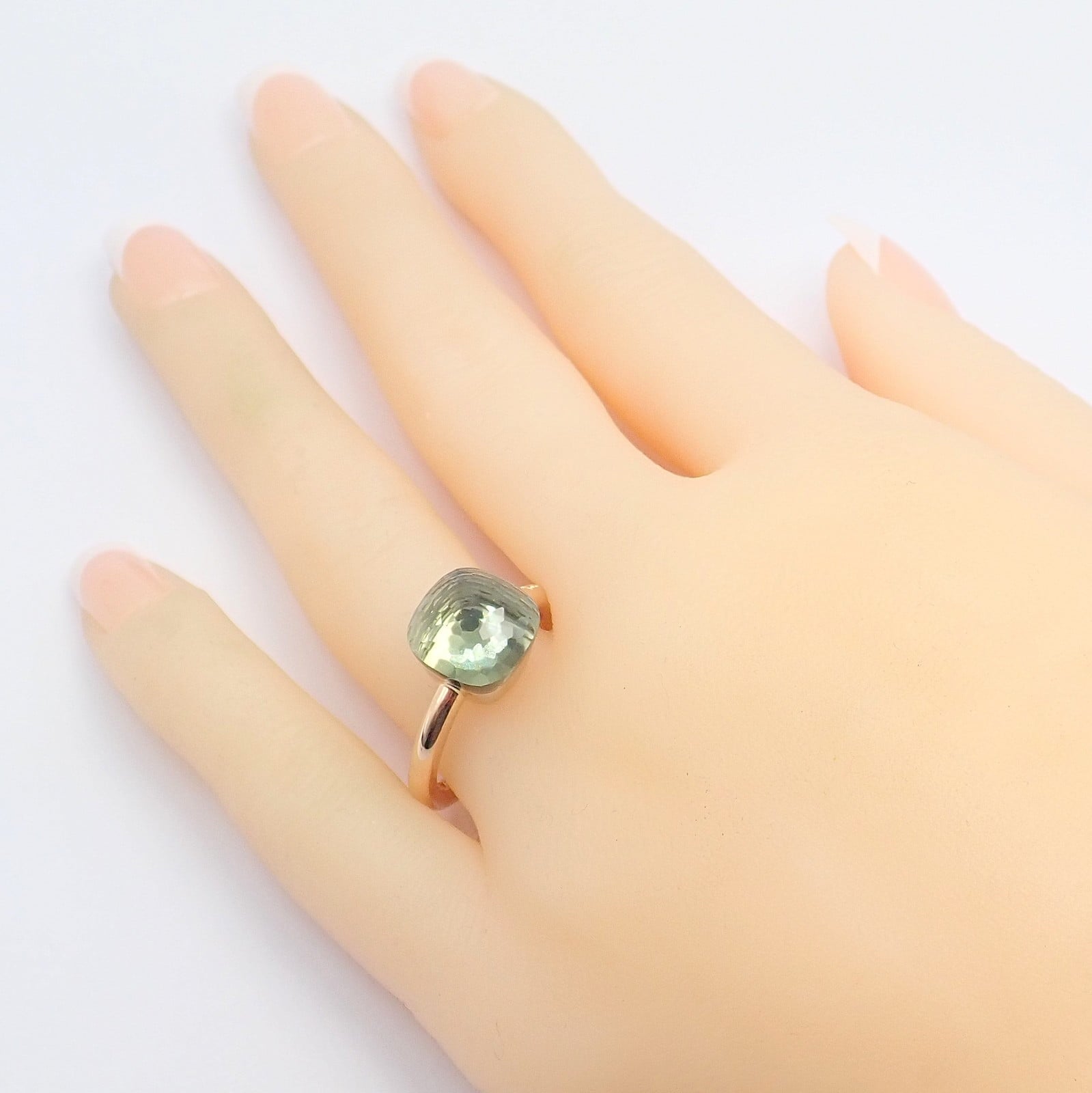 Authentic! Pomellato 18k Yellow Gold Nudo Maxi Classic Prasiolite Ring Sz 8 | Fortrove