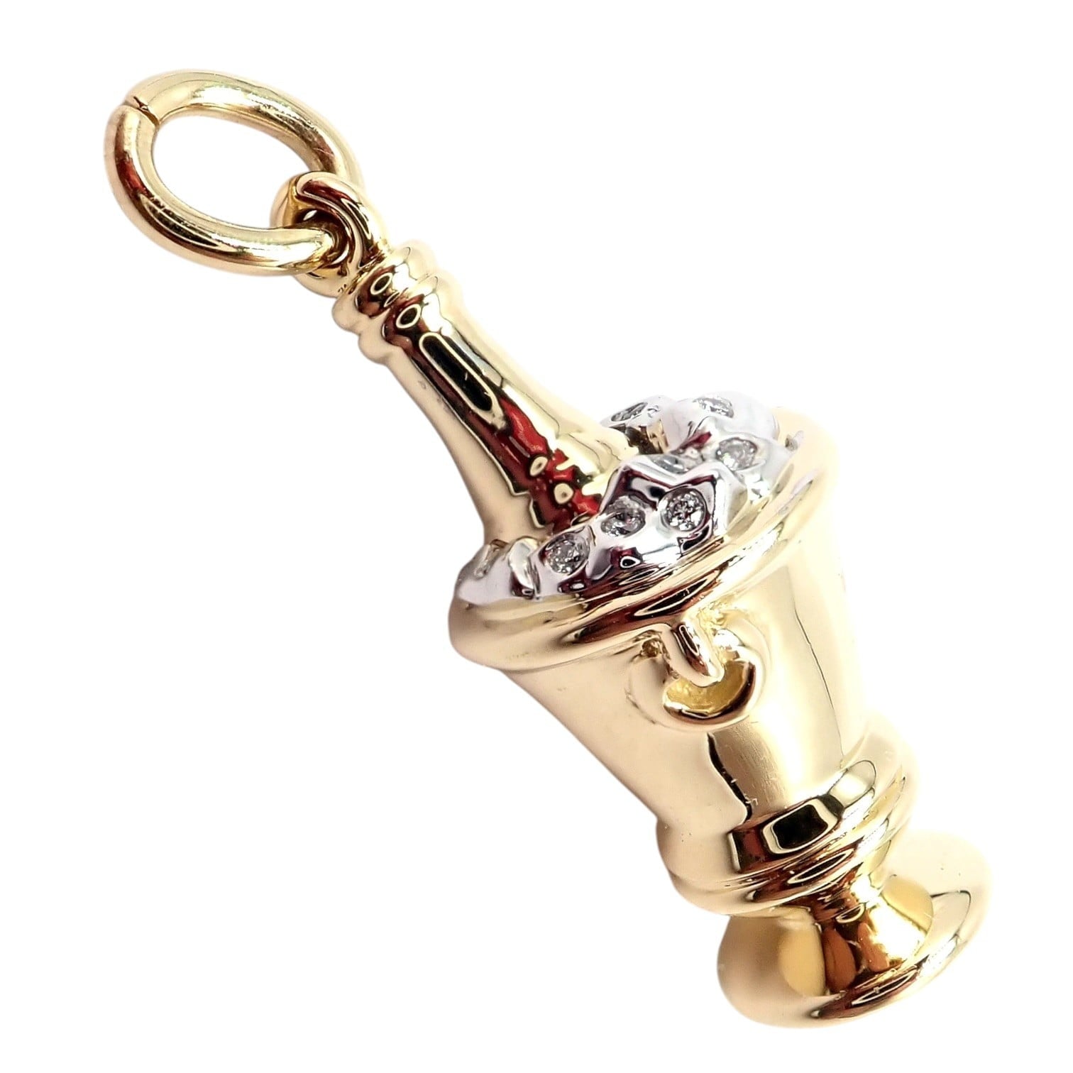 Tiffany & Co. 18k Yellow + White Gold Champagne Bucket Diamond Pendant Charm | Fortrove