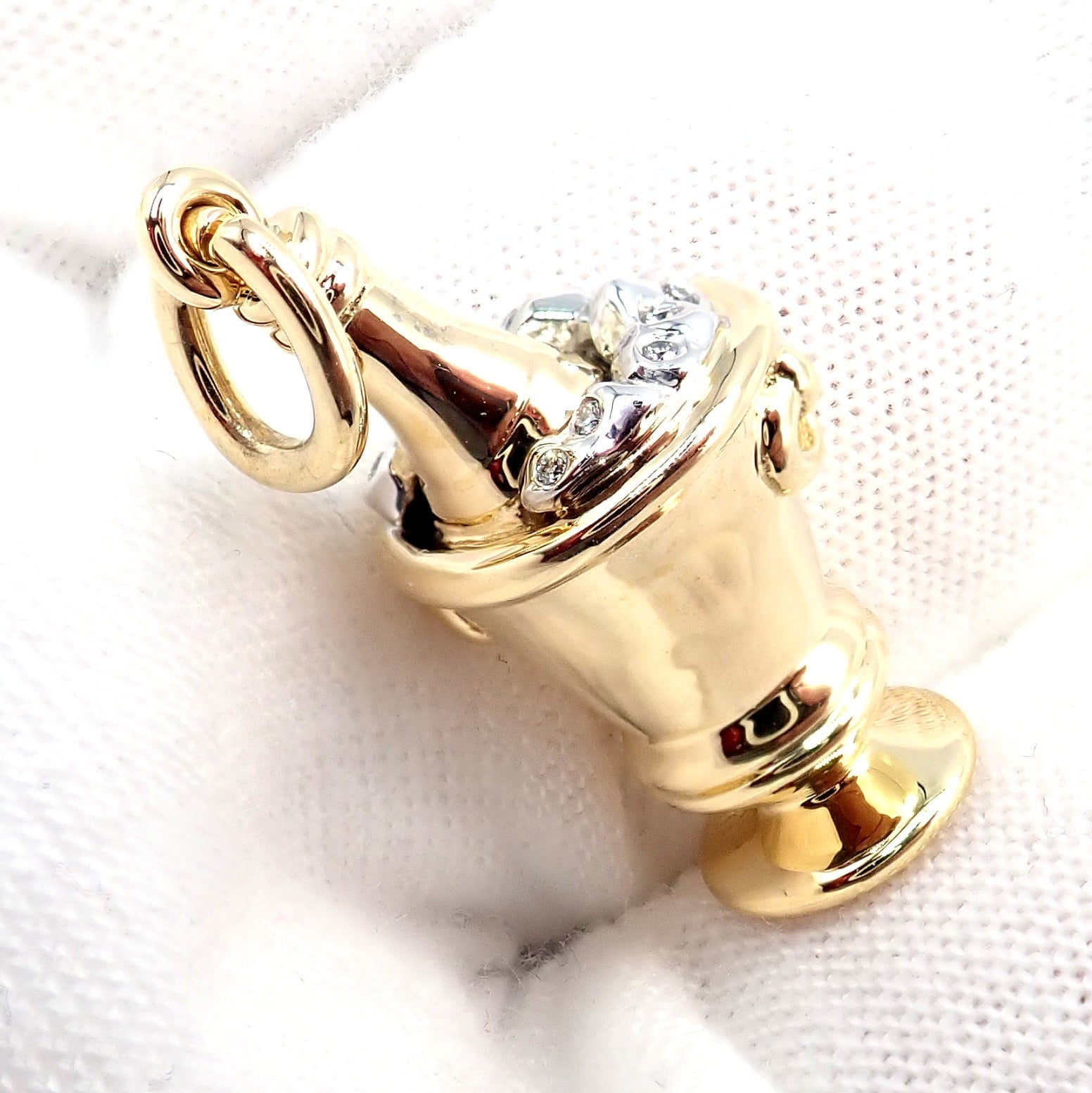 Tiffany & Co. 18k Yellow + White Gold Champagne Bucket Diamond Pendant Charm | Fortrove