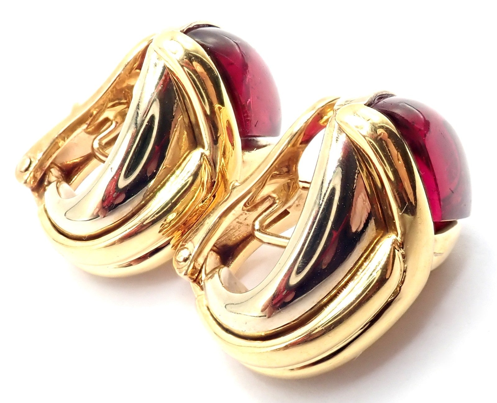 Bvlgari Jewelry & Watches:Fine Jewelry:Earrings Vintage! Bulgari Bvlgari 18k Yellow & White Gold Pink Tourmaline Earrings