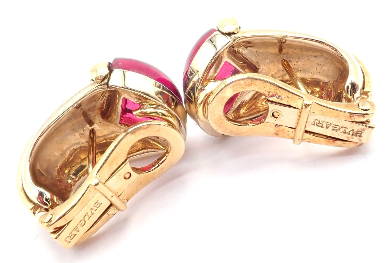 Bvlgari Jewelry & Watches:Fine Jewelry:Earrings Vintage! Bulgari Bvlgari 18k Yellow & White Gold Pink Tourmaline Earrings