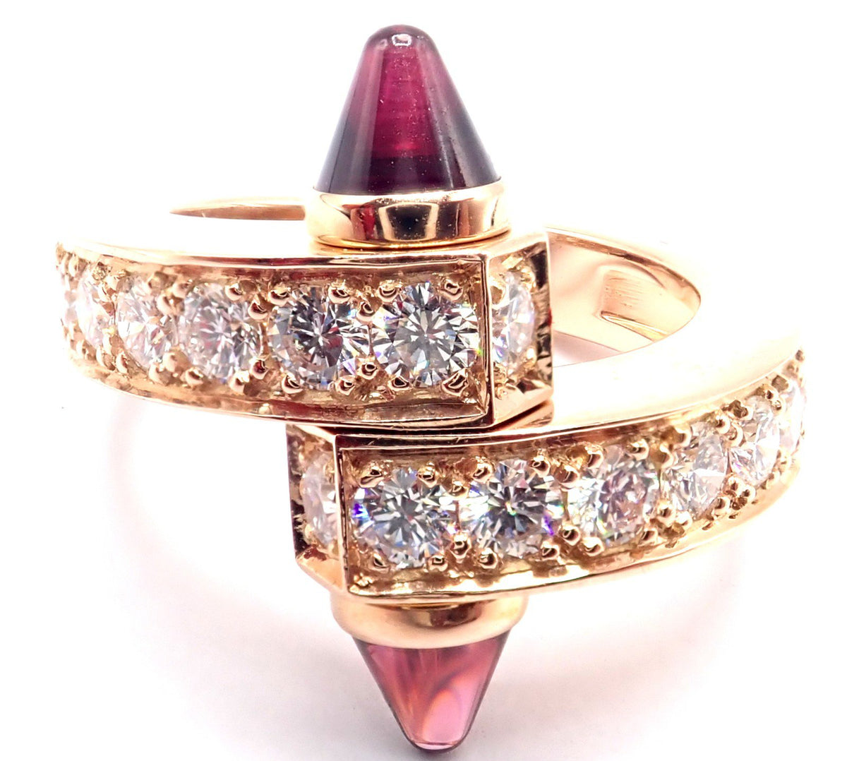 Cartier Jewelry & Watches:Fine Jewelry:Rings Authentic! Cartier Menotte 18k Rose Gold Diamond Rhodolite Band Ring