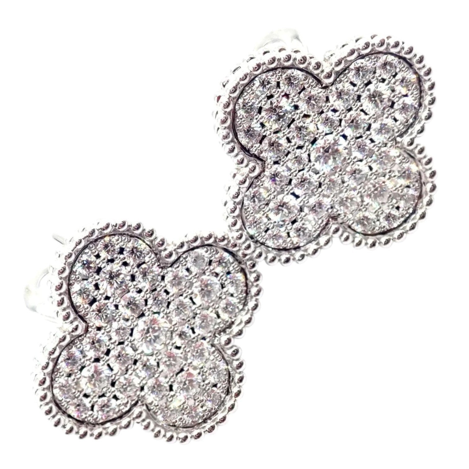 Van Cleef & Arpels Jewelry & Watches:Fine Jewelry:Earrings Authentic! Van Cleef & Arpels 18k White Gold Magic Alhambra Diamond Earrings