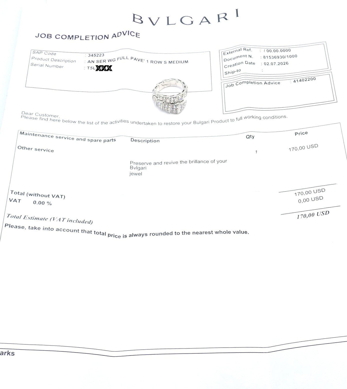 Bvlgari Jewelry & Watches:Fine Jewelry:Rings Authentic! Bulgari Bvlgari Serpenti Viper 18k White Gold Diamond Band Ring Cert