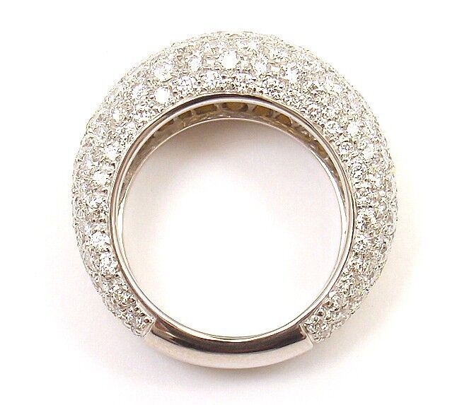 Authentic! Chopard 18k White Gold Yellow Sapphire Diamond Wave Wide Band Ring | Fortrove