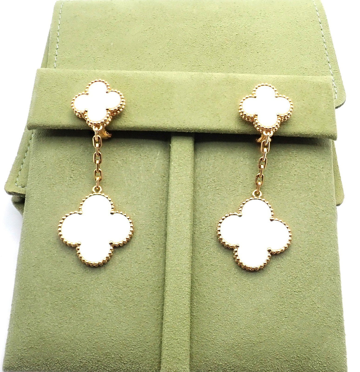 Van Cleef & Arpels Jewelry & Watches:Fine Jewelry:Earrings Van Cleef & Arpels 18k Yellow Gold Magic Alhambra Mother Of Pearl Earrings Paper