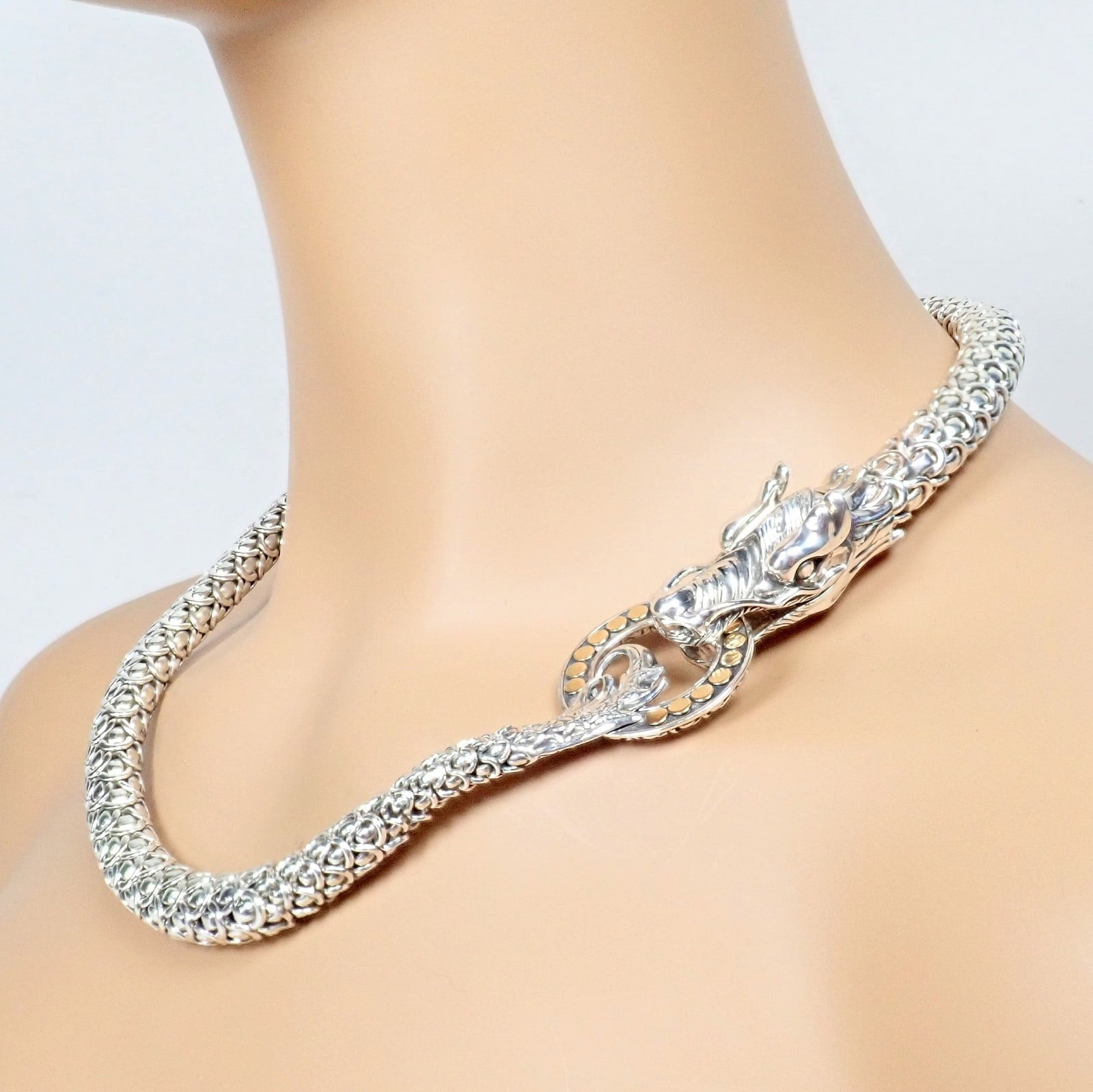 John Hardy Jewelry & Watches:Fine Jewelry:Necklaces & Pendants John Hardy JH Silver 18k Yellow Gold Naga Dragon Dots Necklace