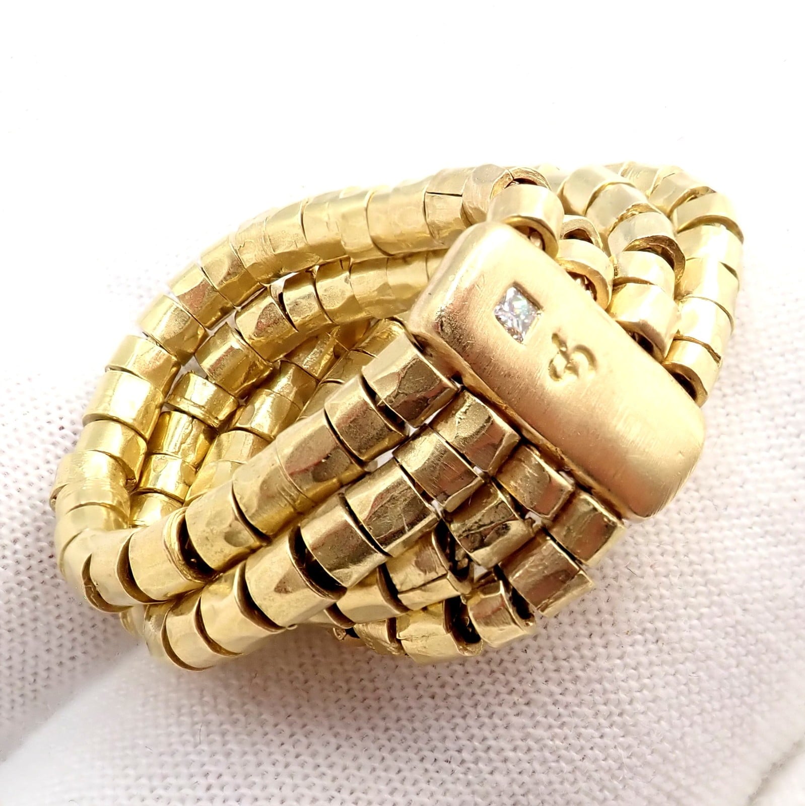 H.Stern Jewelry & Watches:Fine Jewelry:Rings Authentic! H. Stern 18k Yellow Gold Diamond 4 Strand Beaded Band Ring sz 7